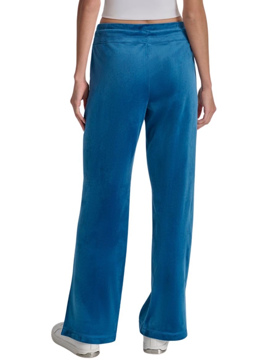 Platinum Velour Track Pants with Metallic Logo Patch and Slit
