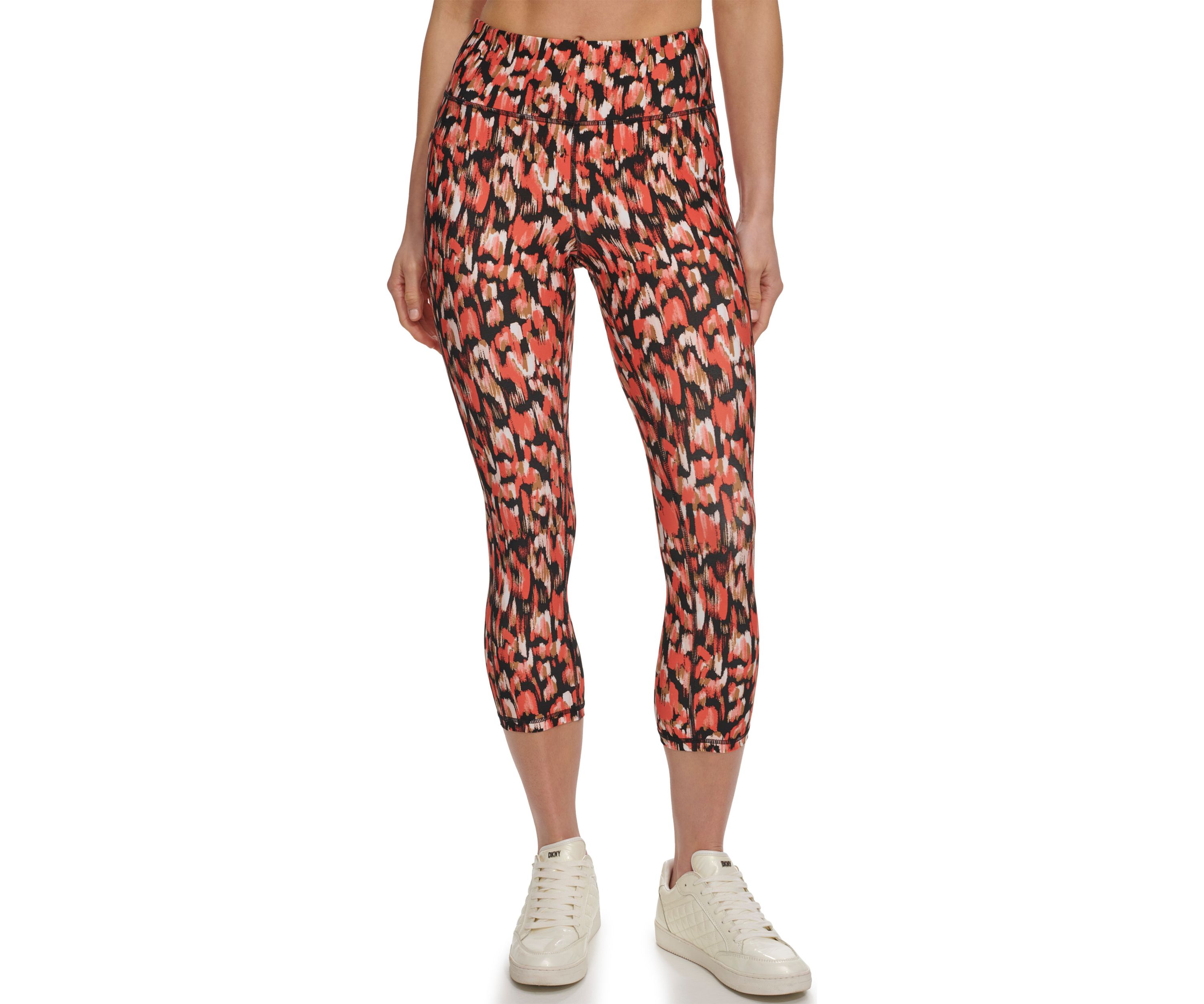 Womens Printed High Wasted Cropped Leggings with Pockets