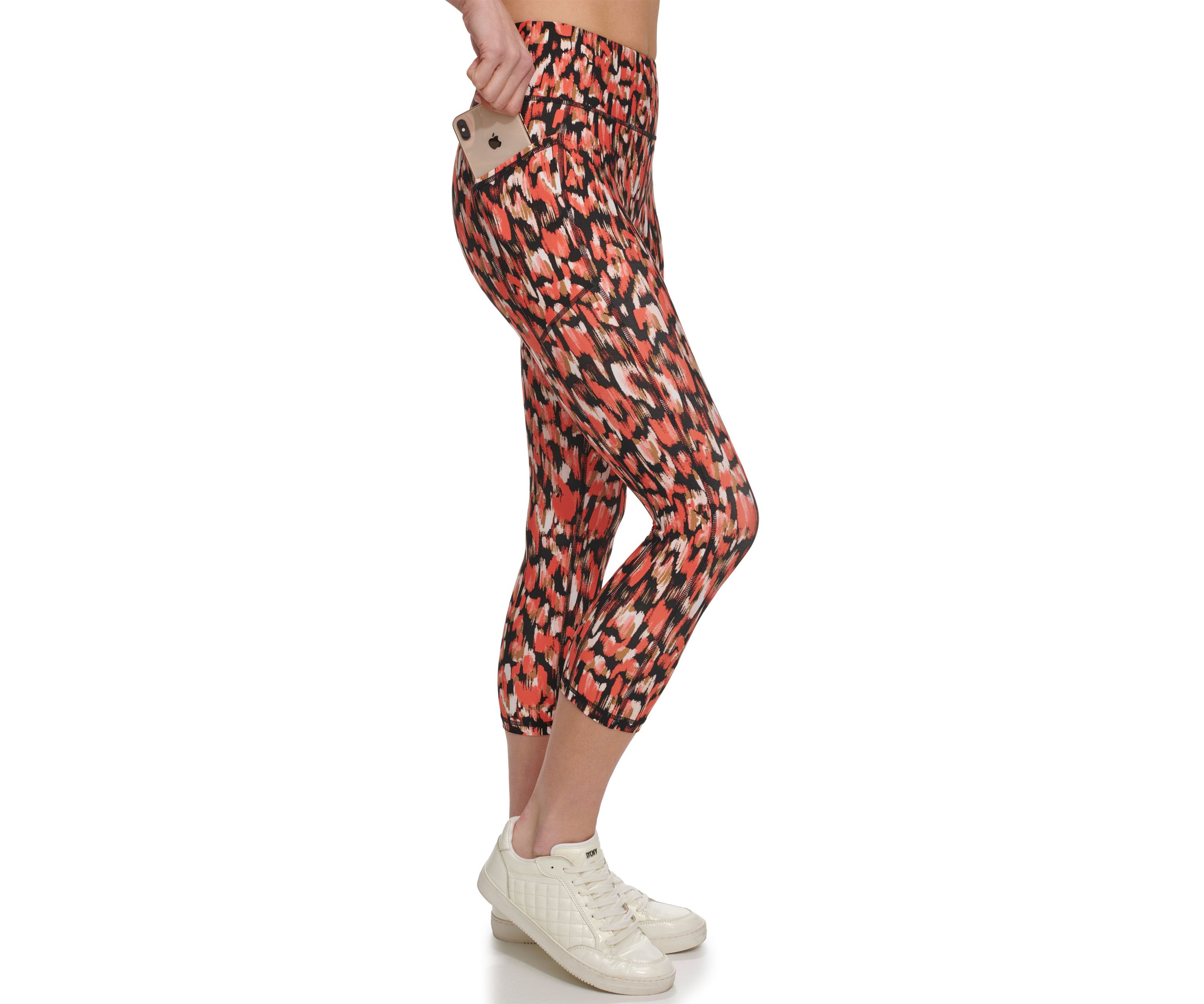 Womens Printed High Wasted Cropped Leggings with Pockets