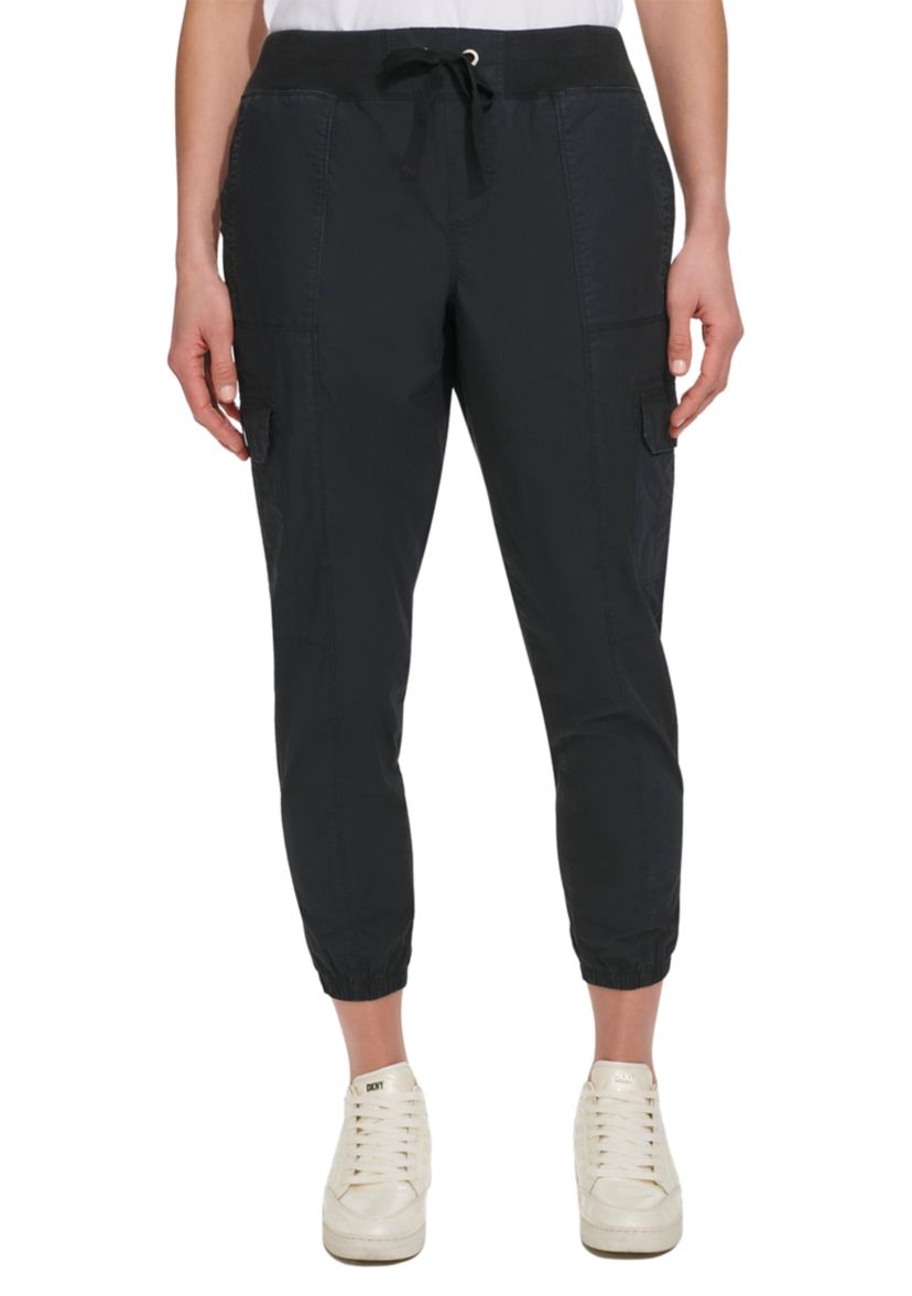 Rib Waistband Cargo Joggers with Twill Drawcord 