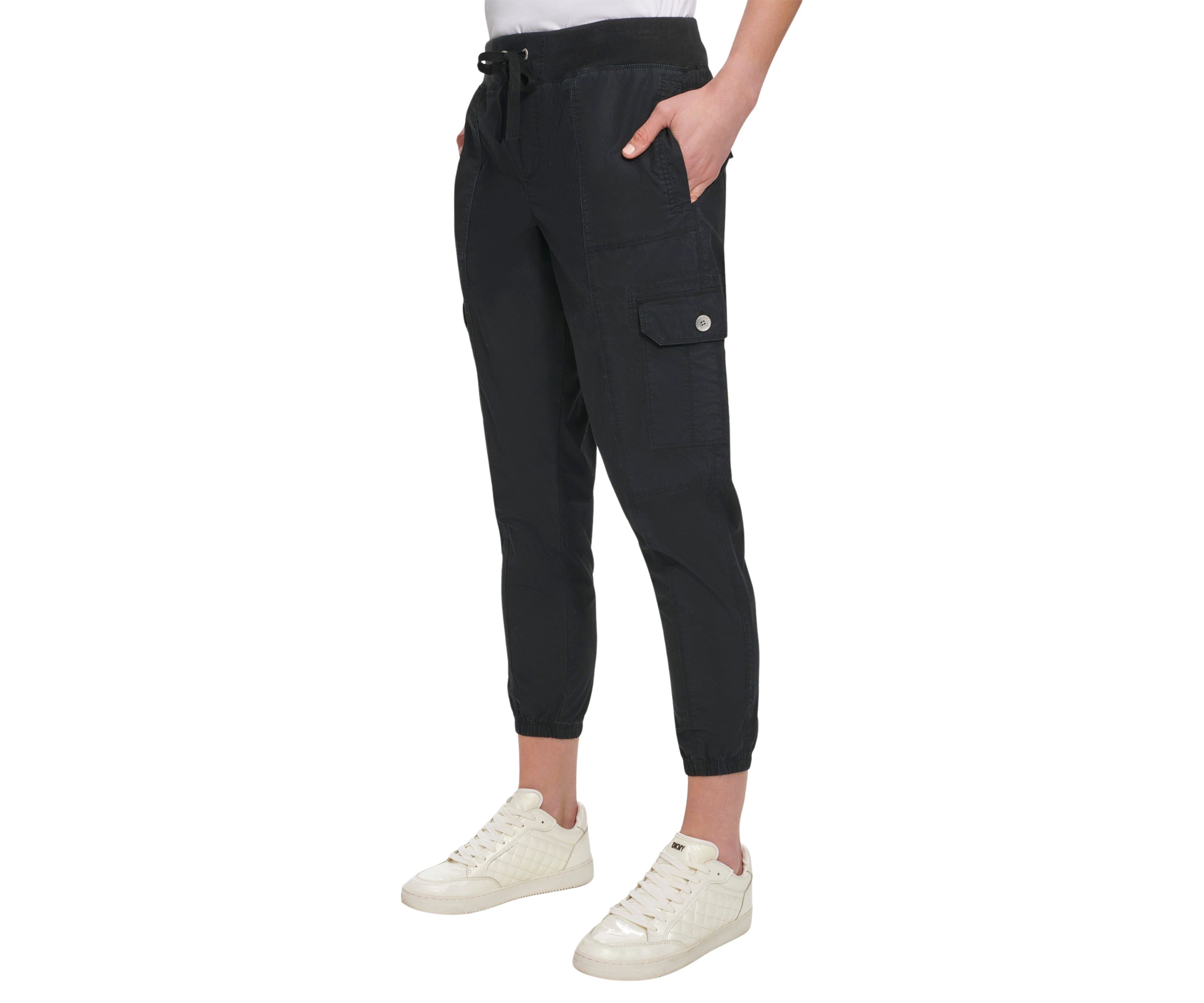 Rib Waistband Cargo Joggers with Twill Drawcord 