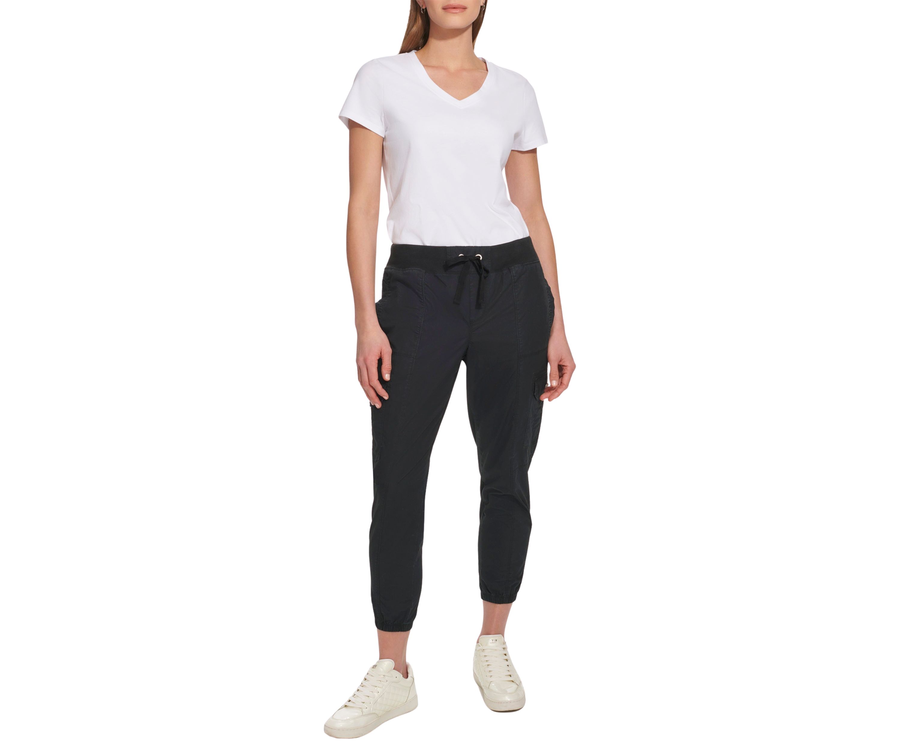 Rib Waistband Cargo Joggers with Twill Drawcord 
