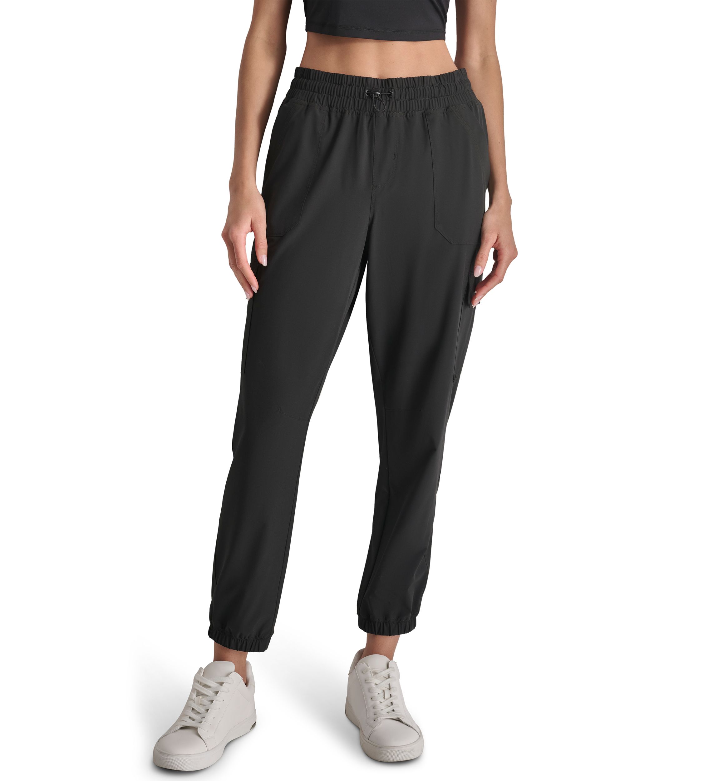 Smocked Waist Cargo Joggers with Bungee Drawcord