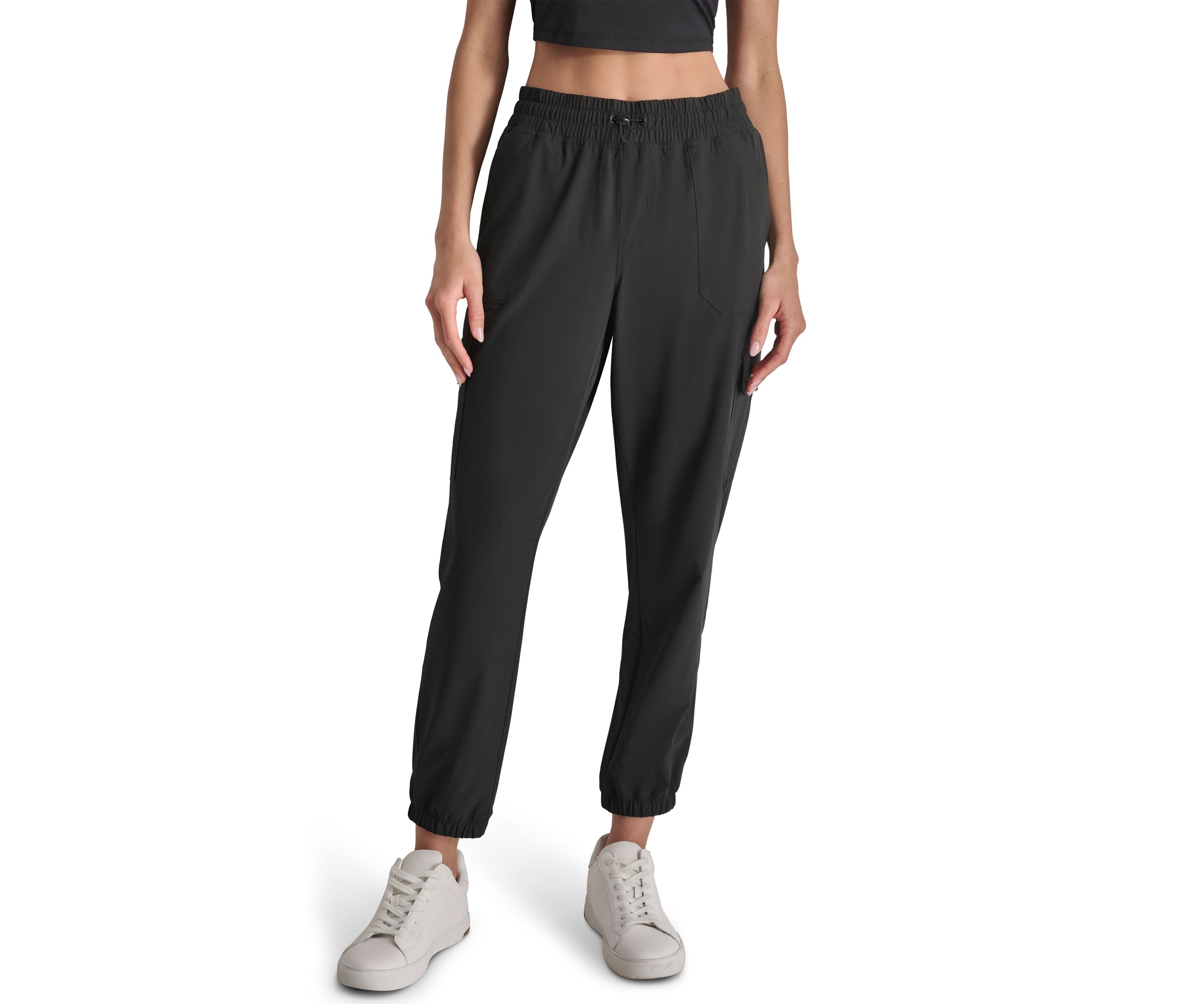 Smocked Waist Cargo Joggers with Bungee Drawcord