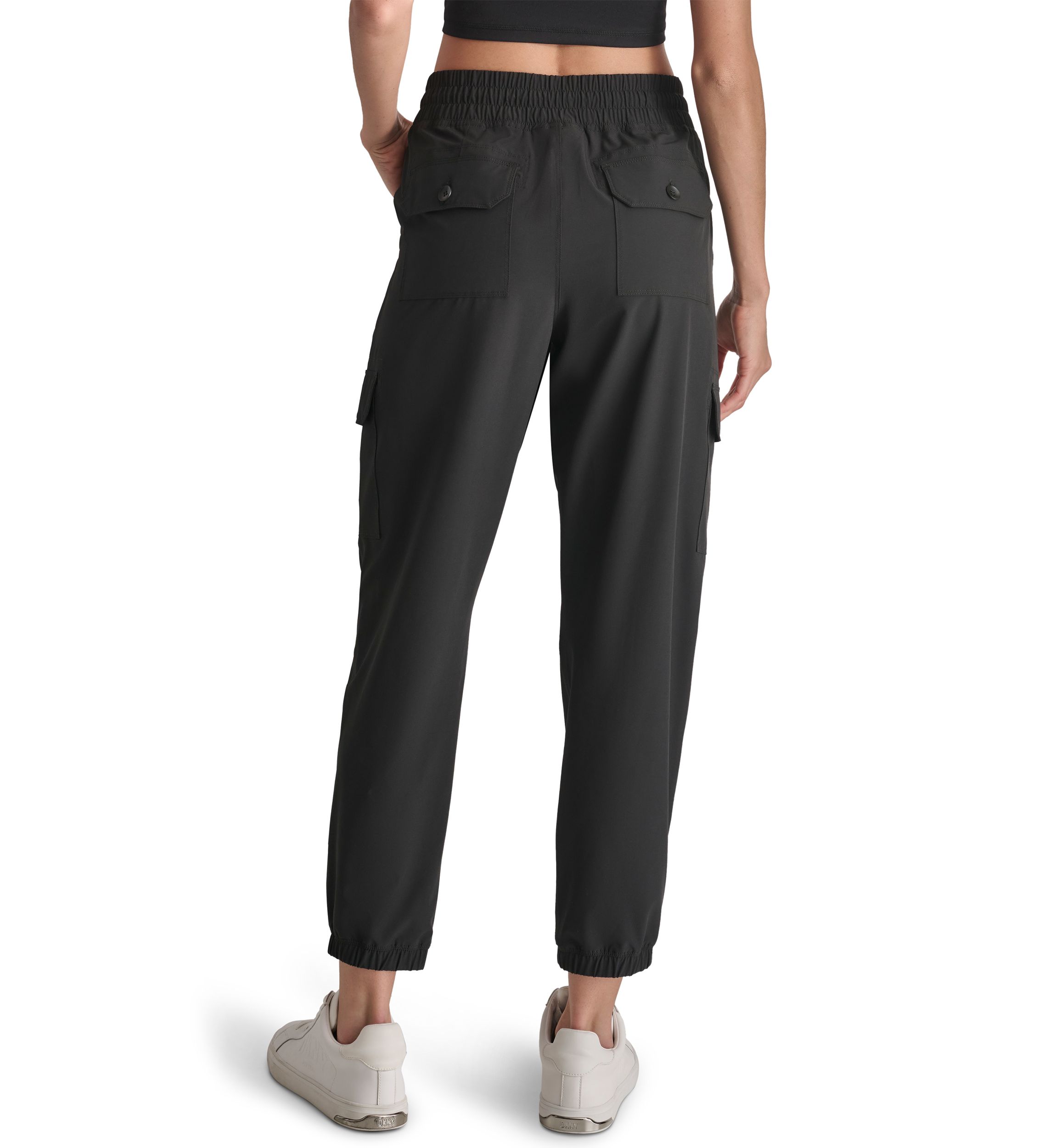Smocked Waist Cargo Joggers with Bungee Drawcord