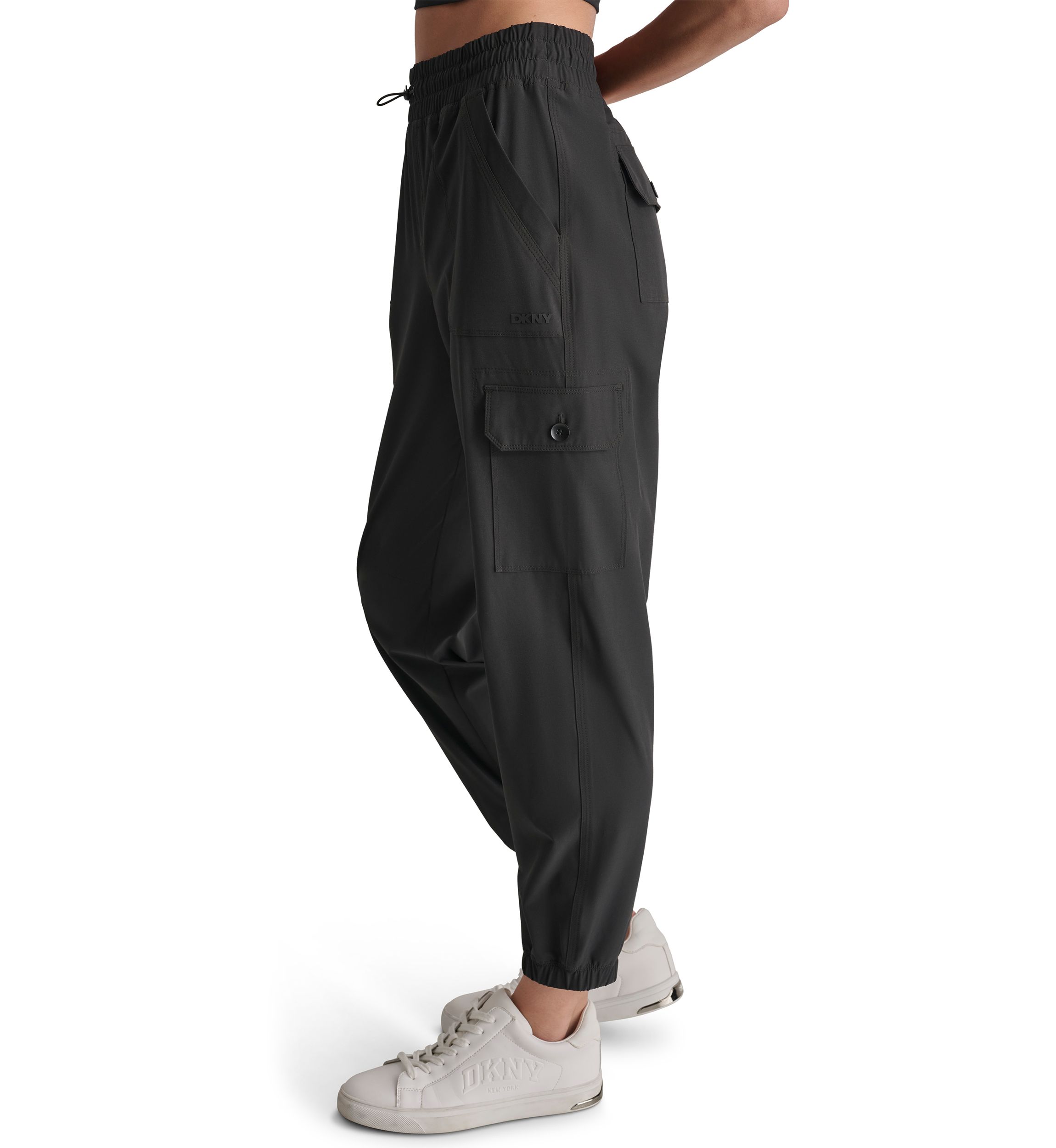 Smocked Waist Cargo Joggers with Bungee Drawcord