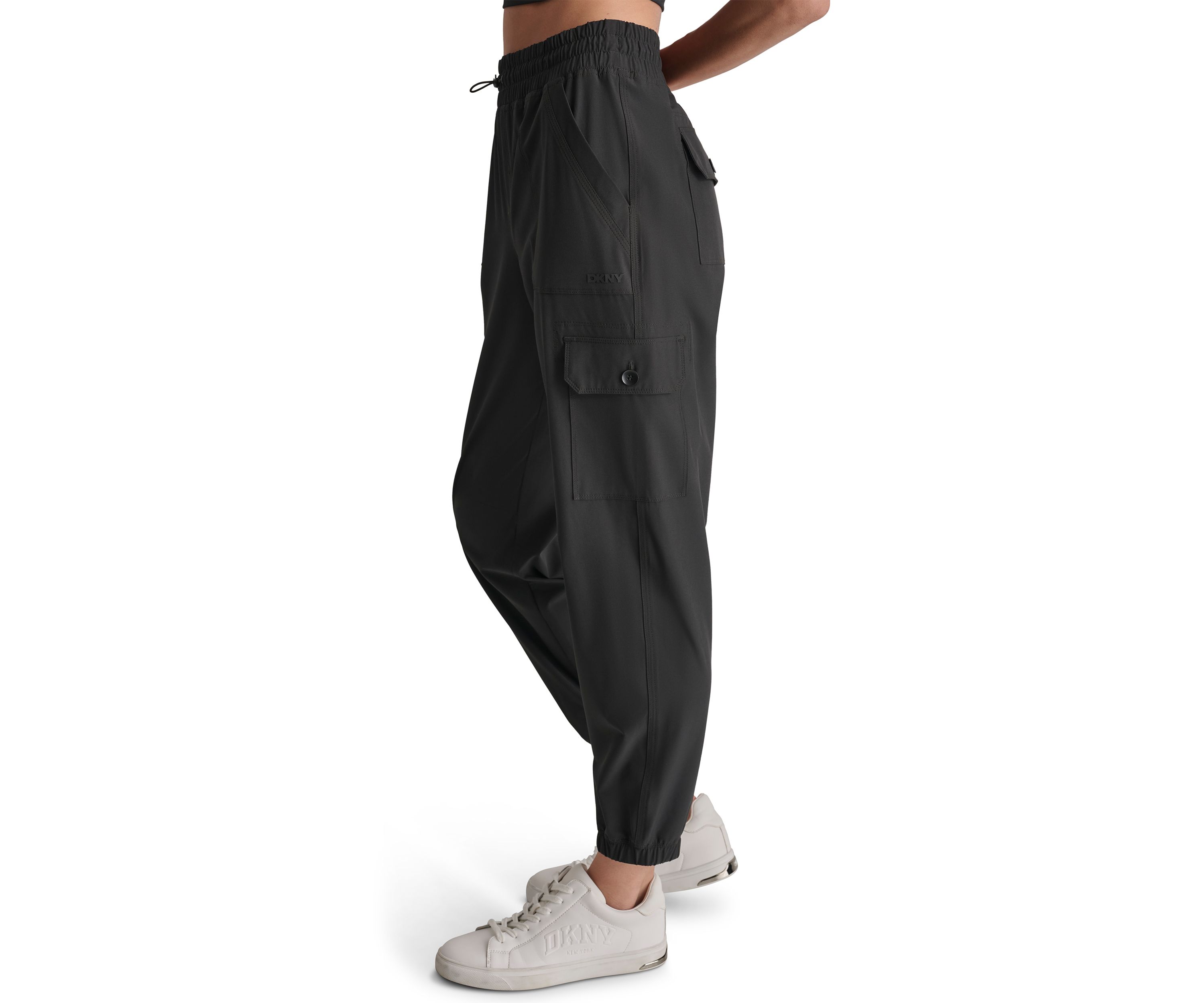 Smocked Waist Cargo Joggers with Bungee Drawcord