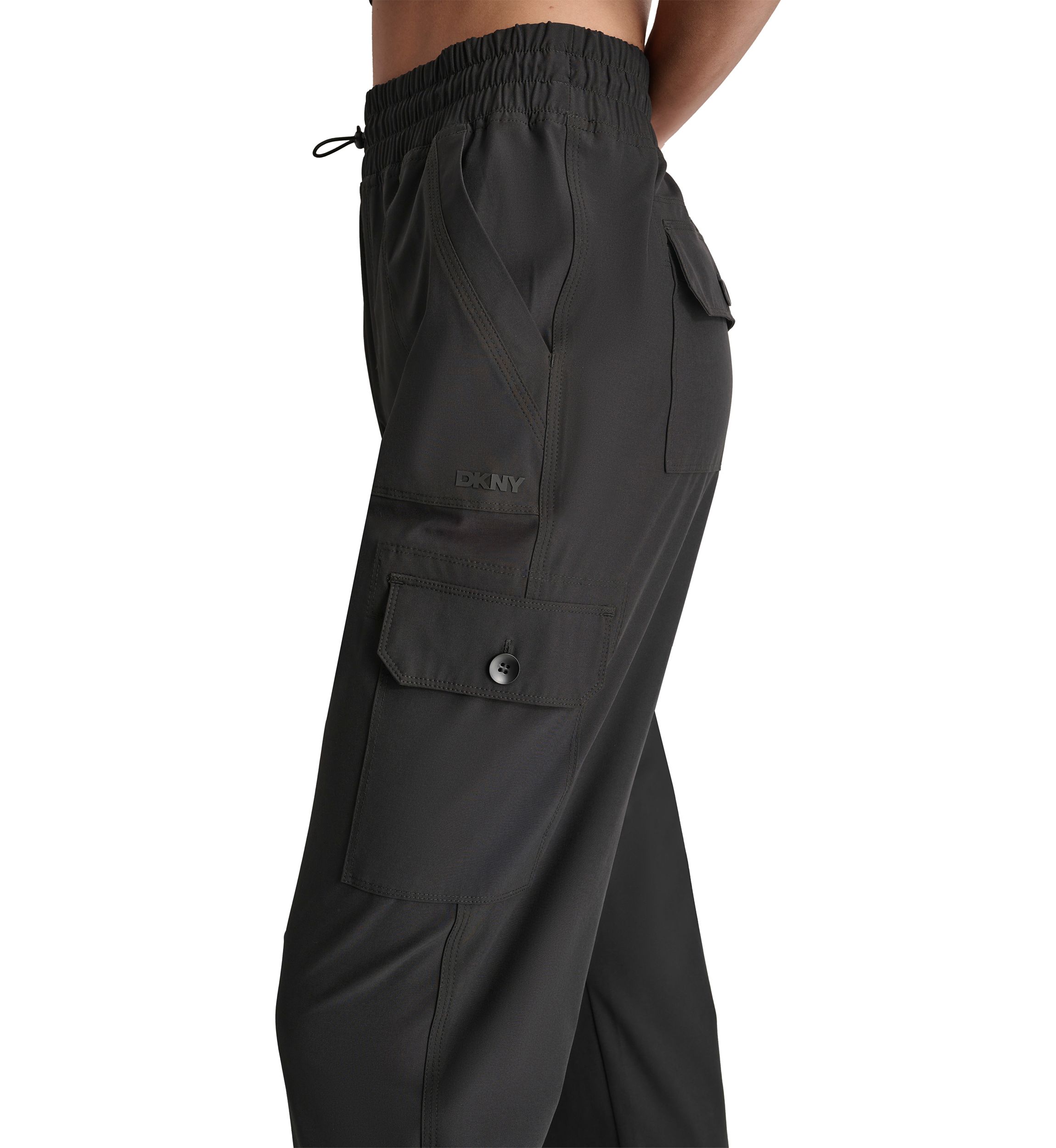 Smocked Waist Cargo Joggers with Bungee Drawcord