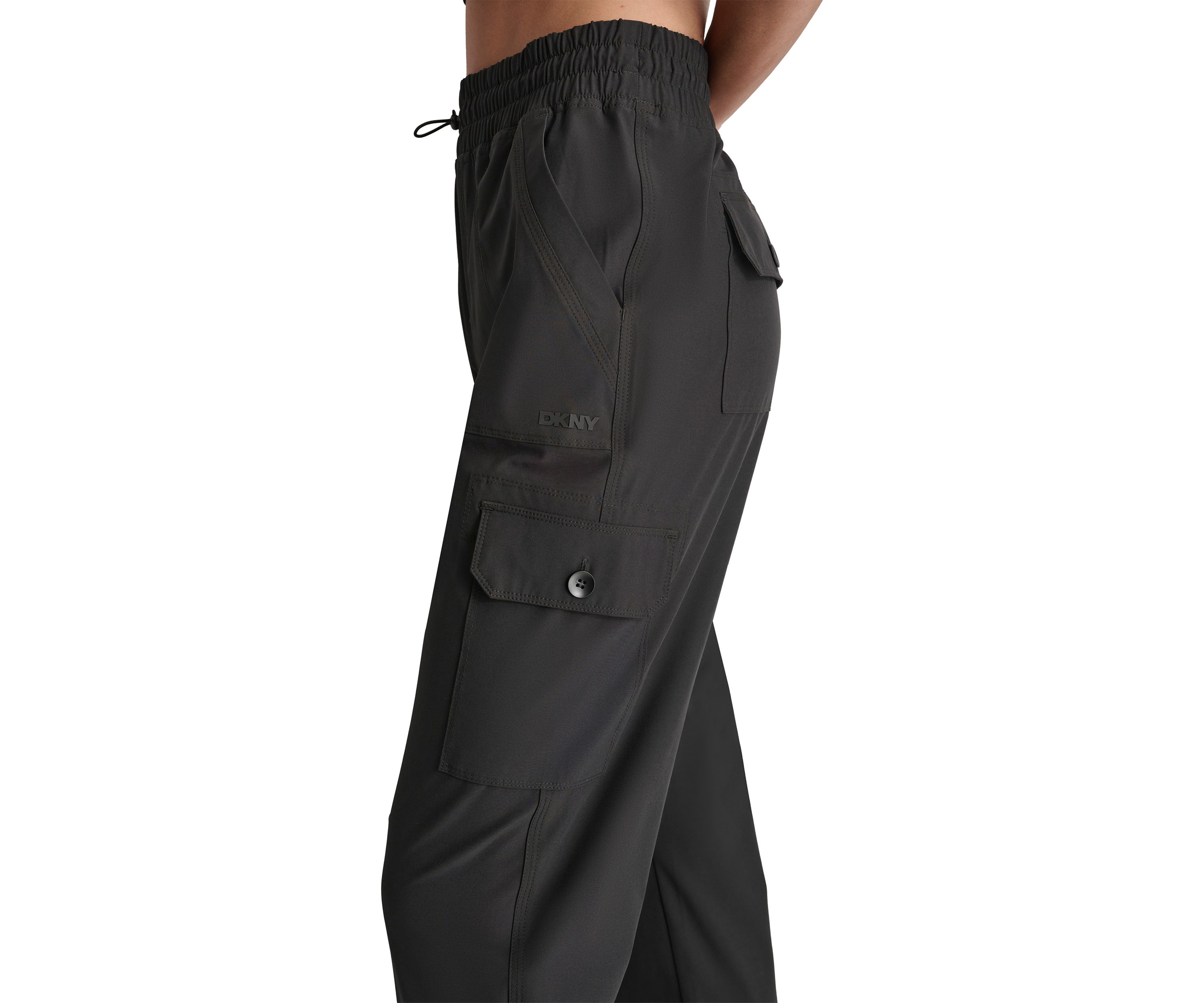 Smocked Waist Cargo Joggers with Bungee Drawcord