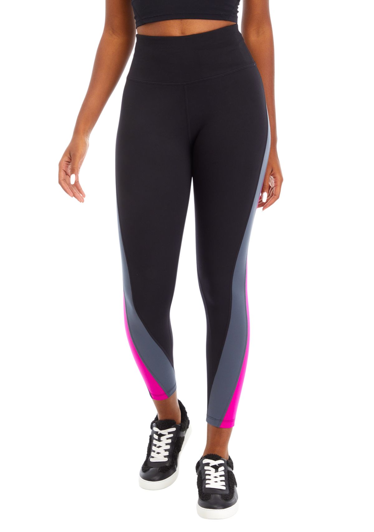 Womens Balance Compression Super High Waist 7/8 Color Block Leggings