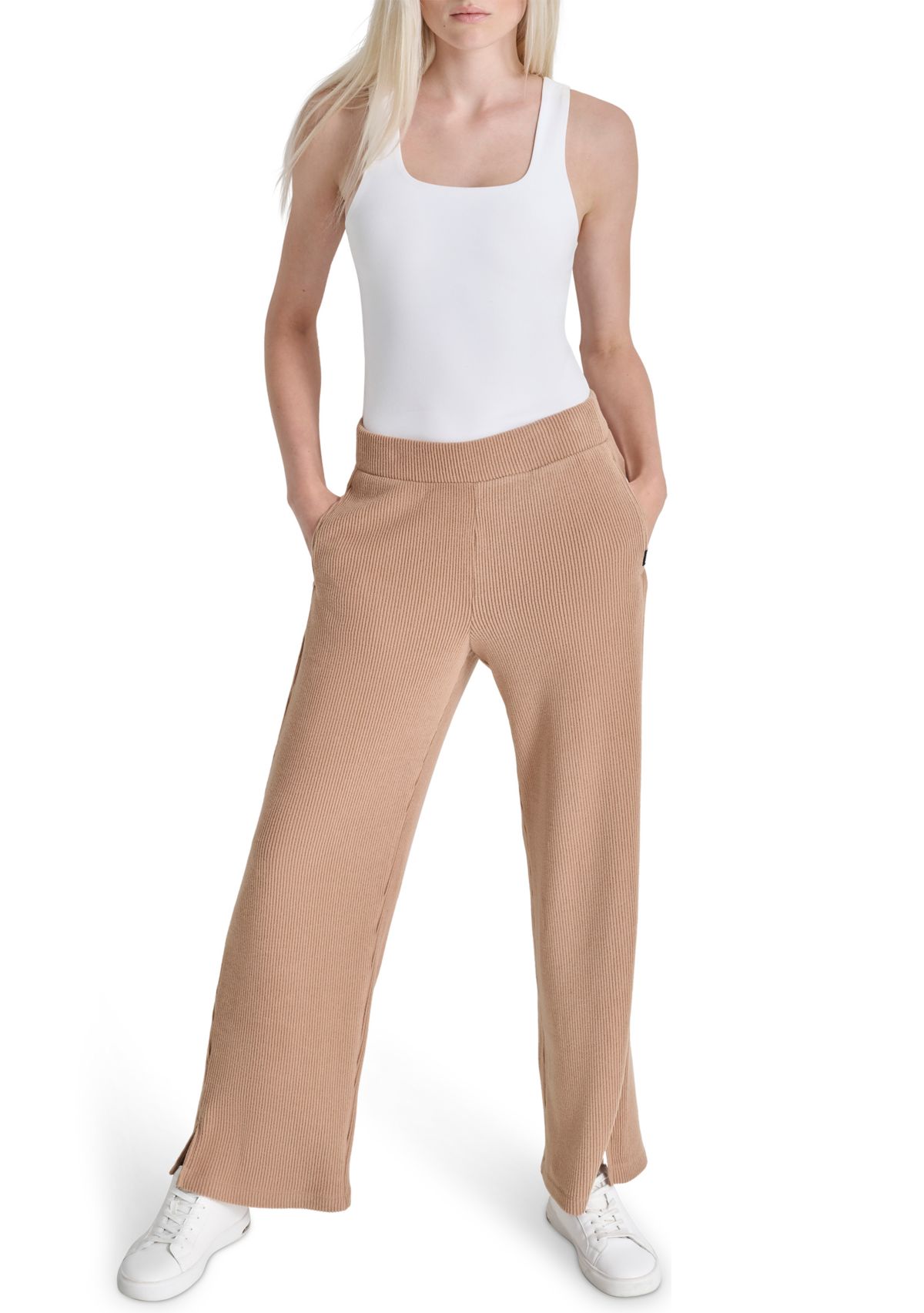 Brushed Rib Knit Relaxed Pants 