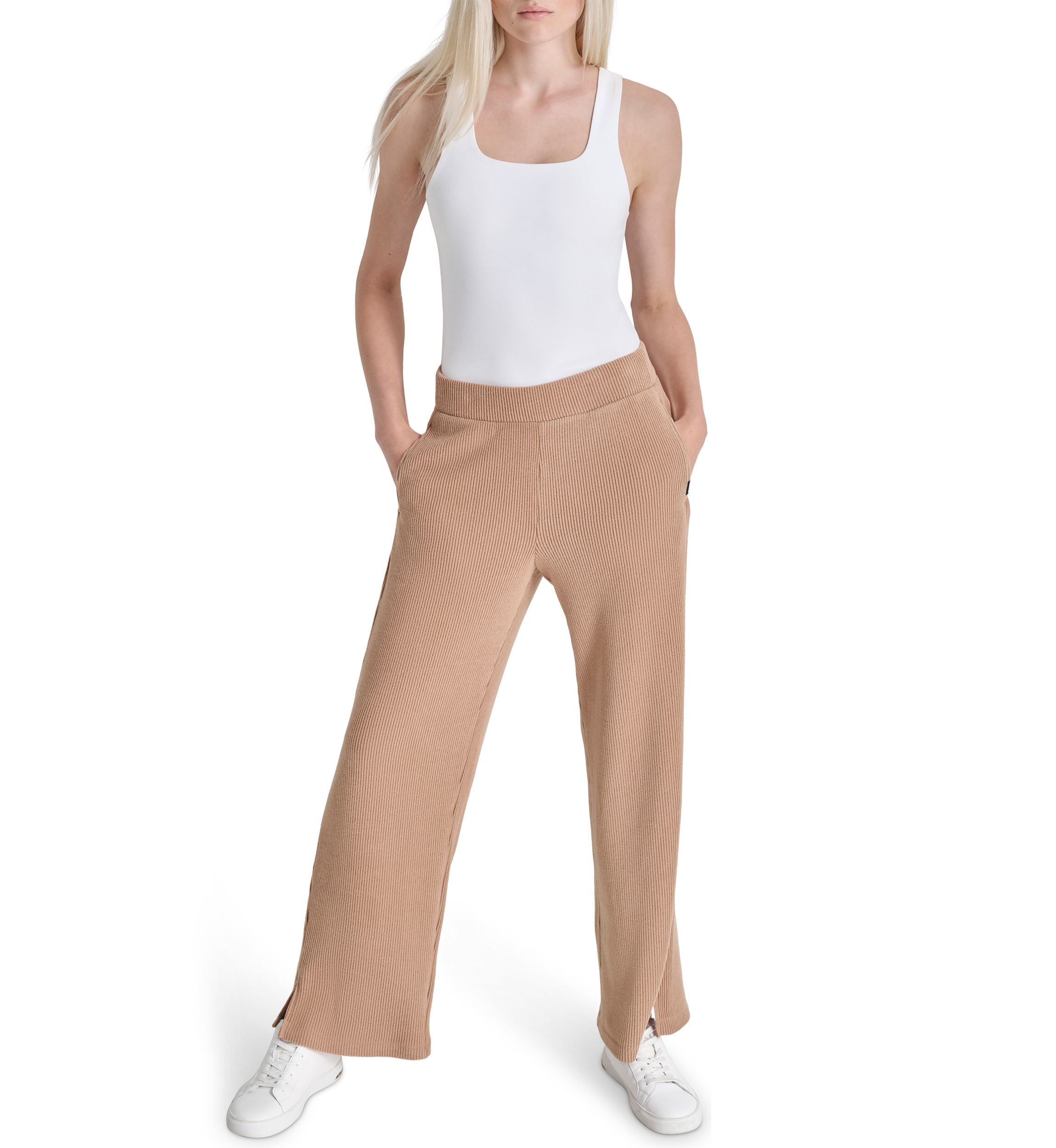 Brushed Rib Knit Relaxed Pants 
