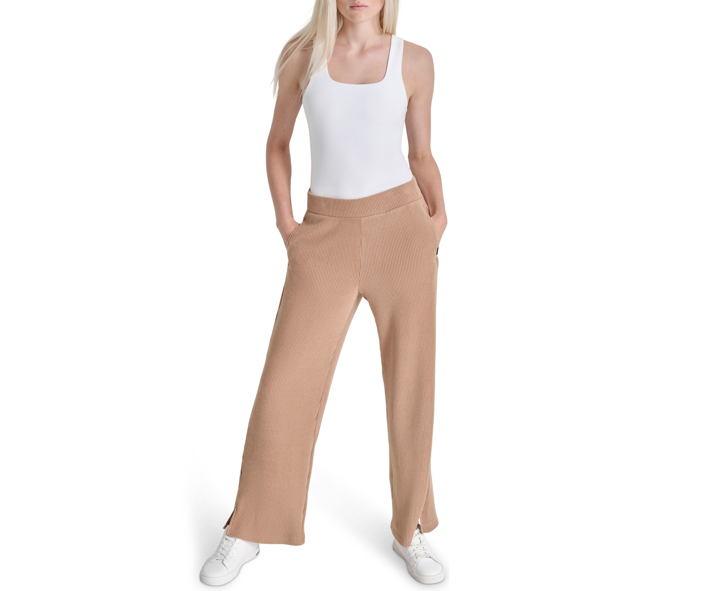 Brushed Rib Knit Relaxed Pants 
