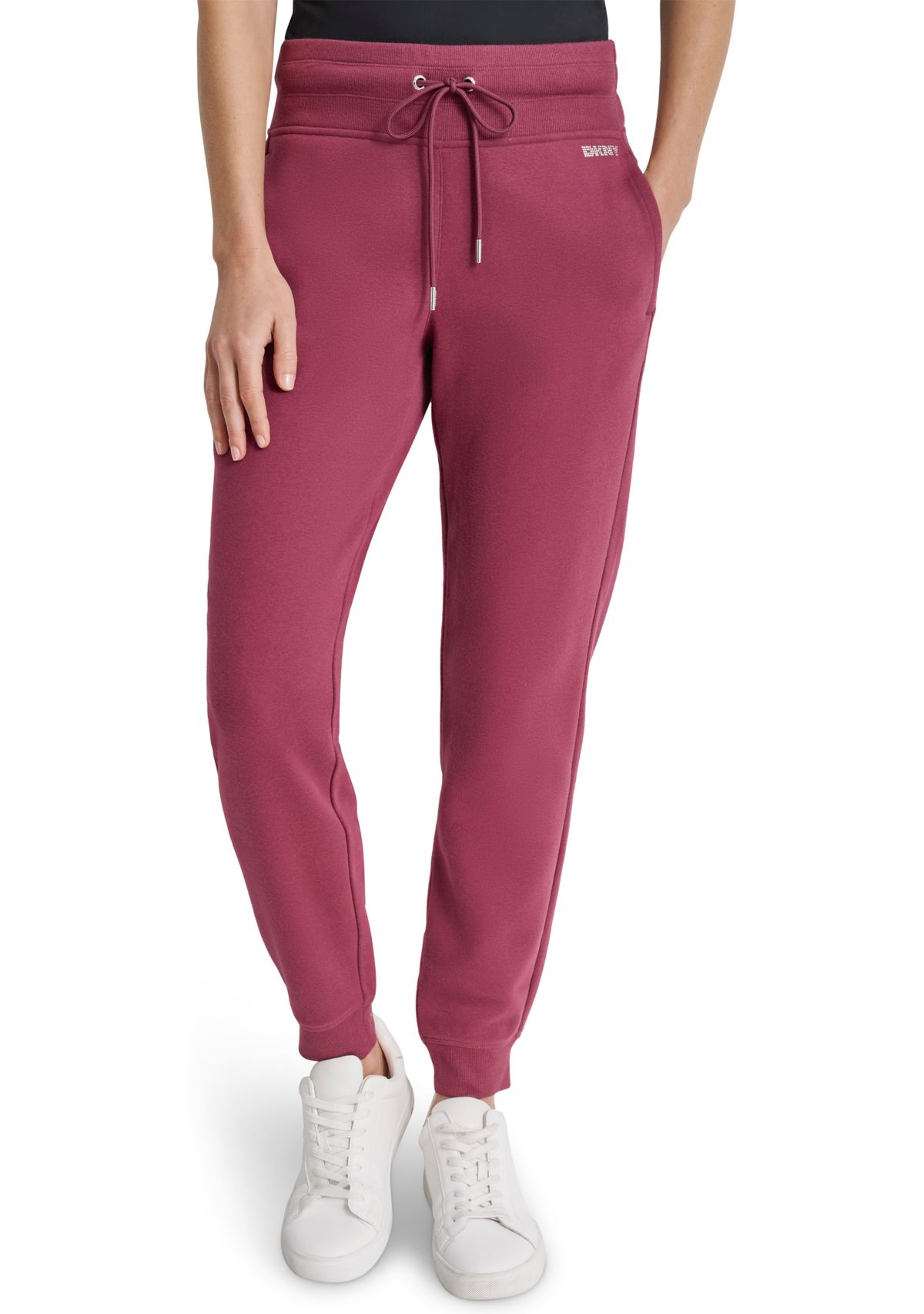 Womens Rhinestone Logo Cuffed Logger Pants