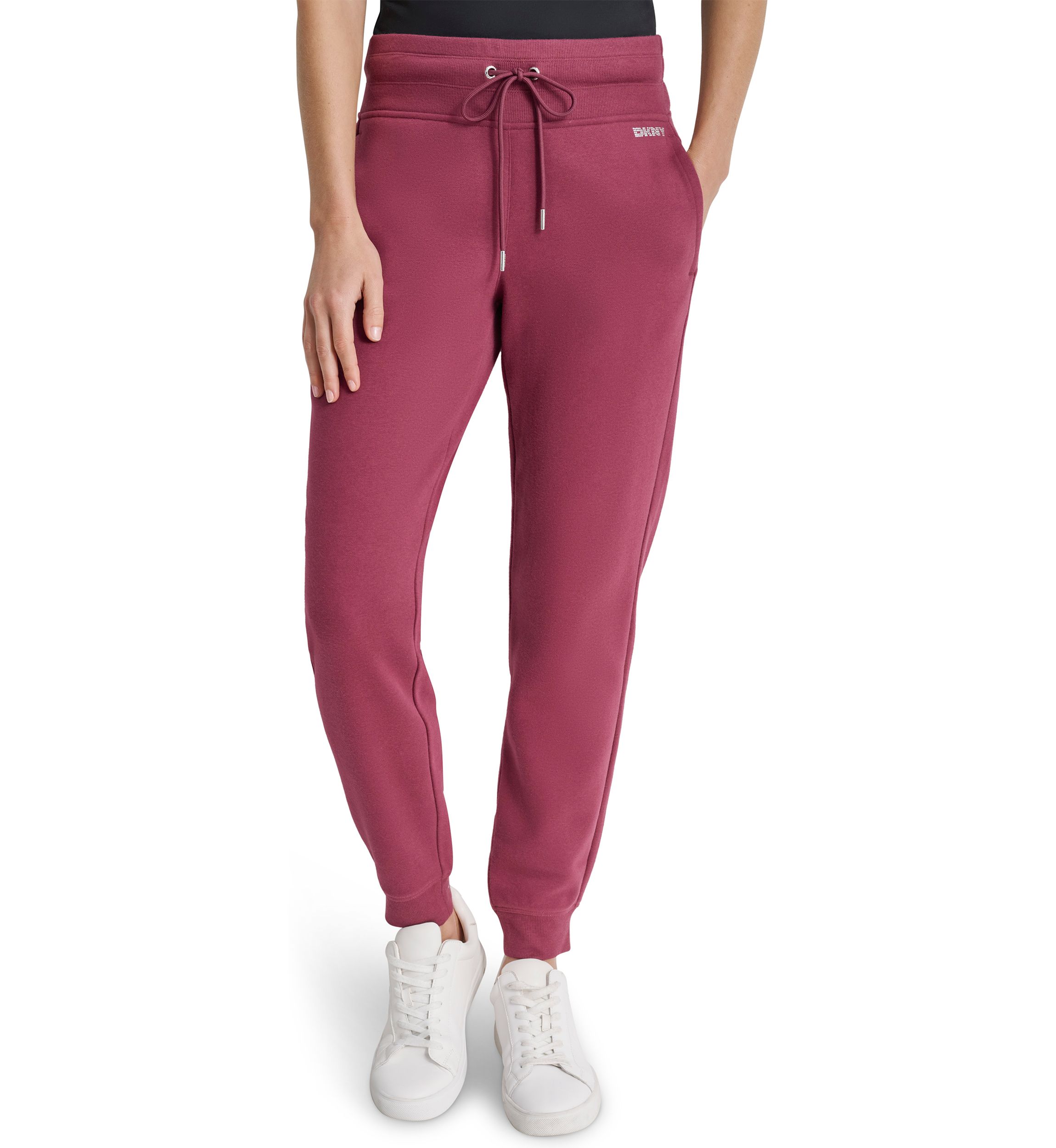 Womens Rhinestone Logo Cuffed Logger Pants
