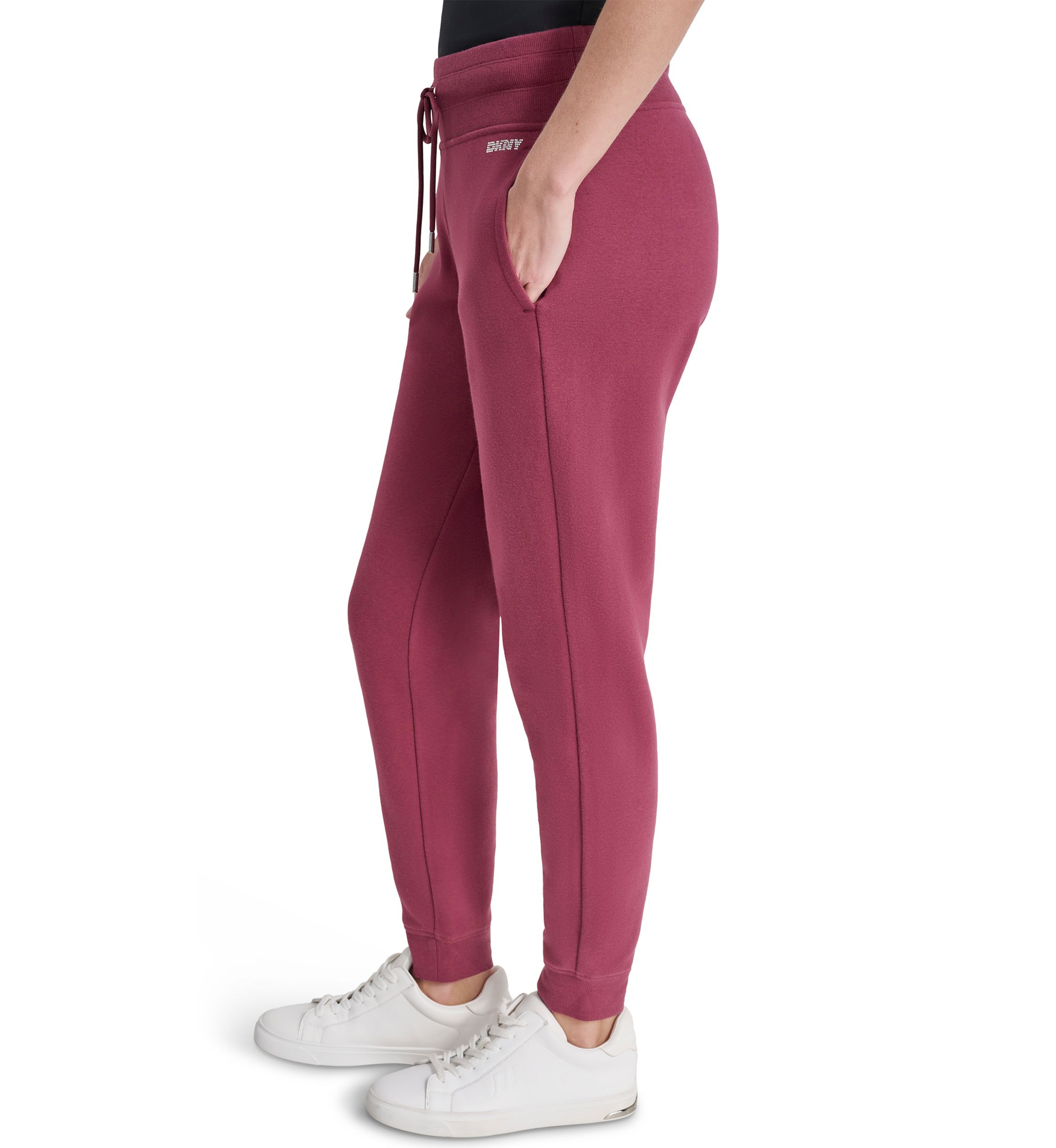 Womens Rhinestone Logo Cuffed Logger Pants