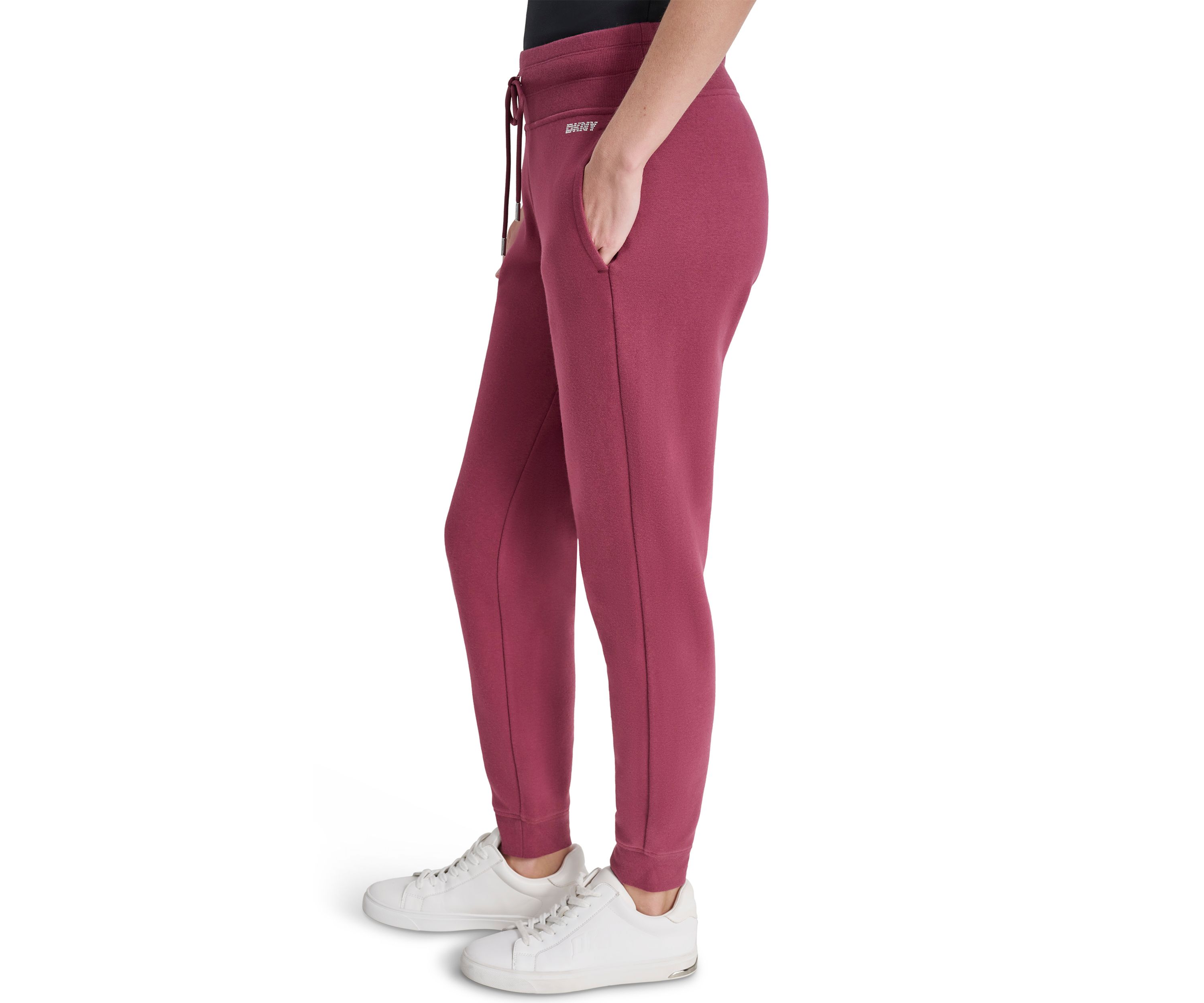 Womens Rhinestone Logo Cuffed Logger Pants