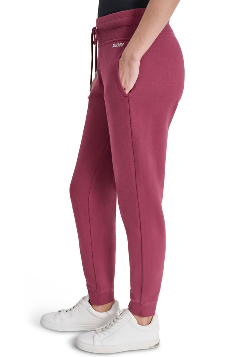 Womens Rhinestone Logo Cuffed Logger Pants