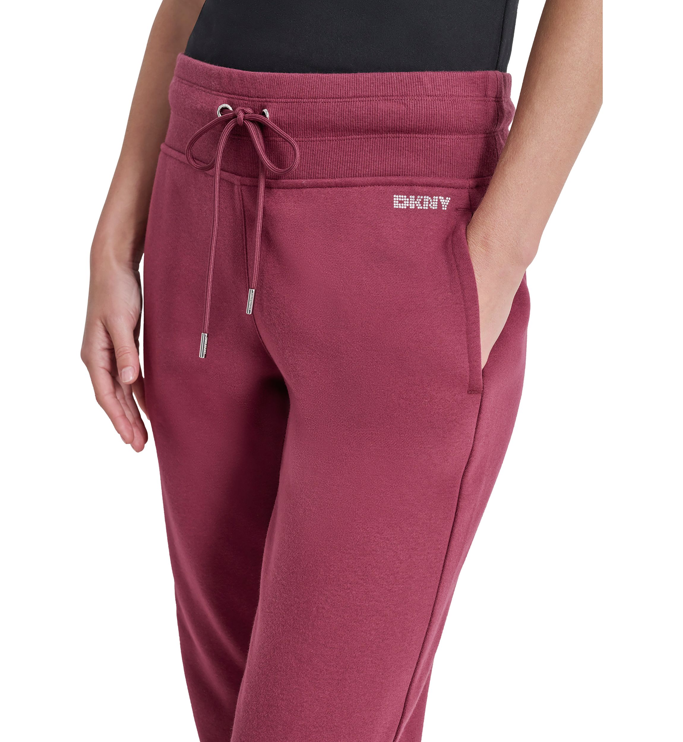 Womens Rhinestone Logo Cuffed Logger Pants