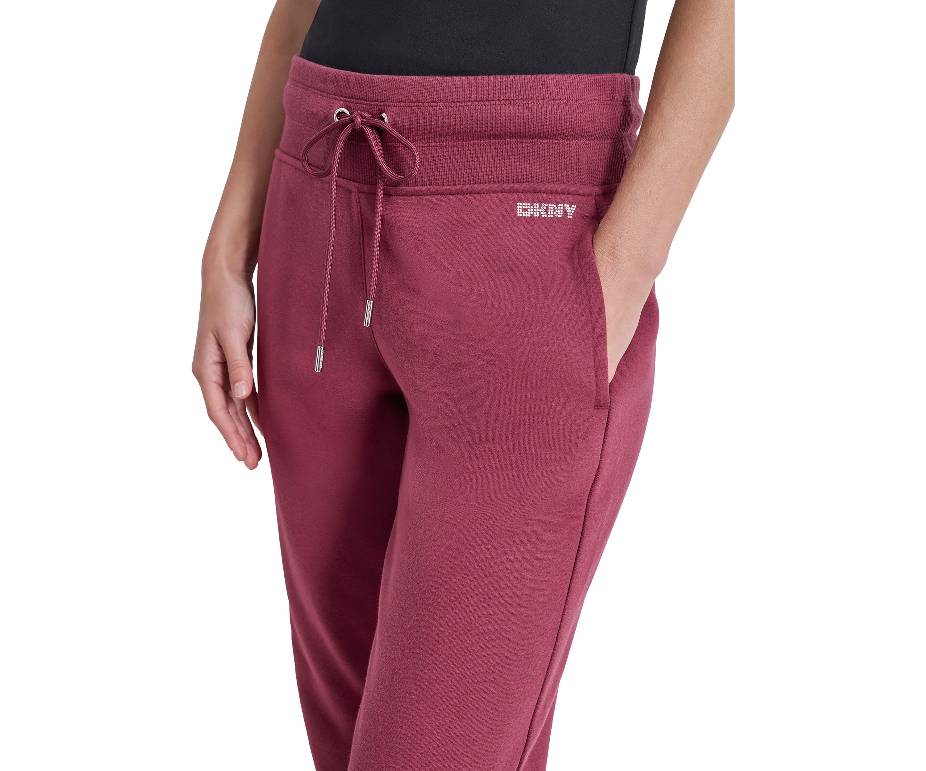 Womens Rhinestone Logo Cuffed Logger Pants