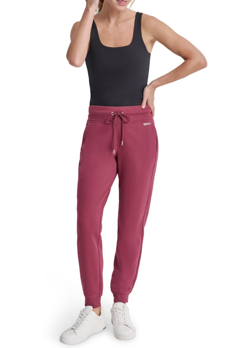 Womens Rhinestone Logo Cuffed Logger Pants