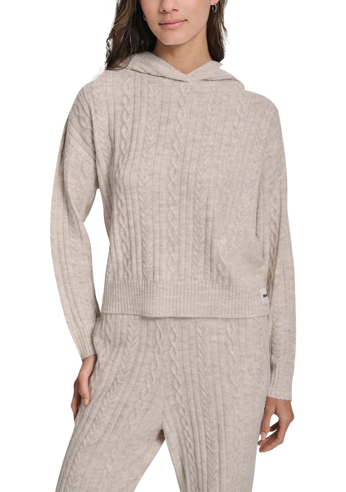 Womens Cozy Cable Sweater Hoodie