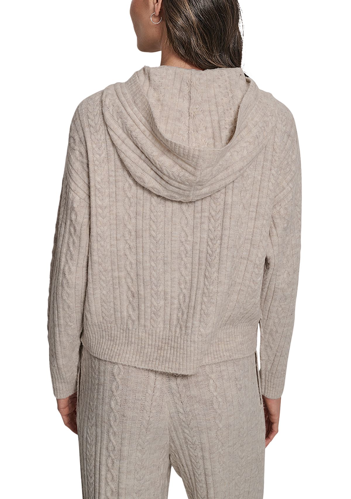 Womens Cozy Cable Sweater Hoodie