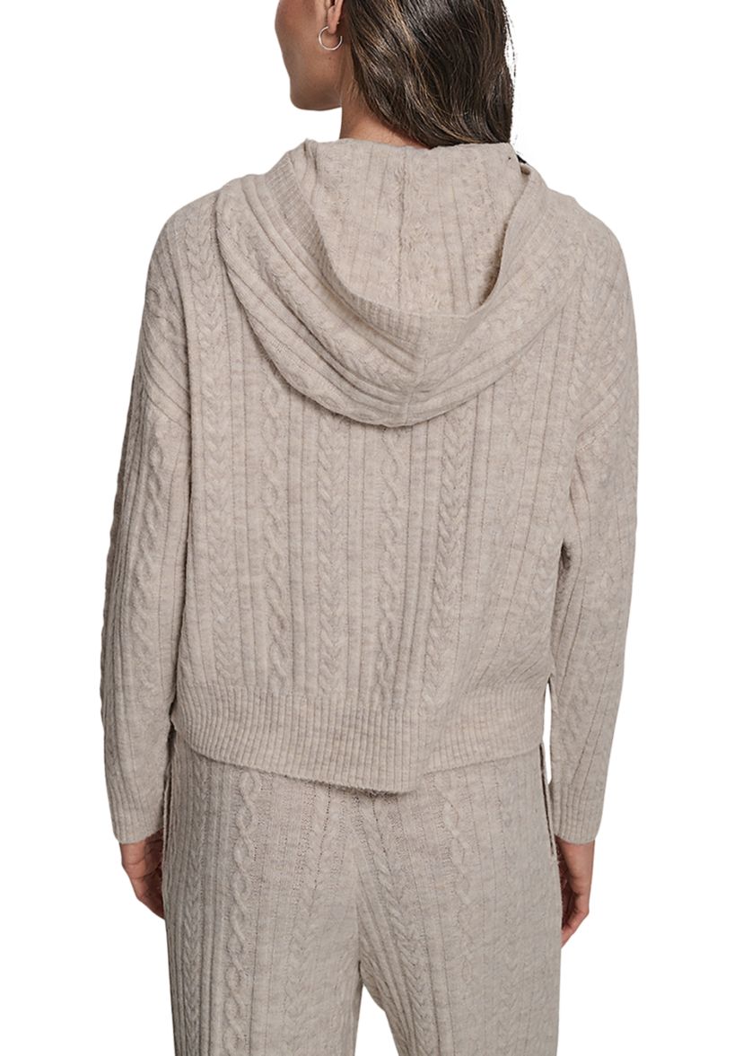 Womens Cozy Cable Sweater Hoodie