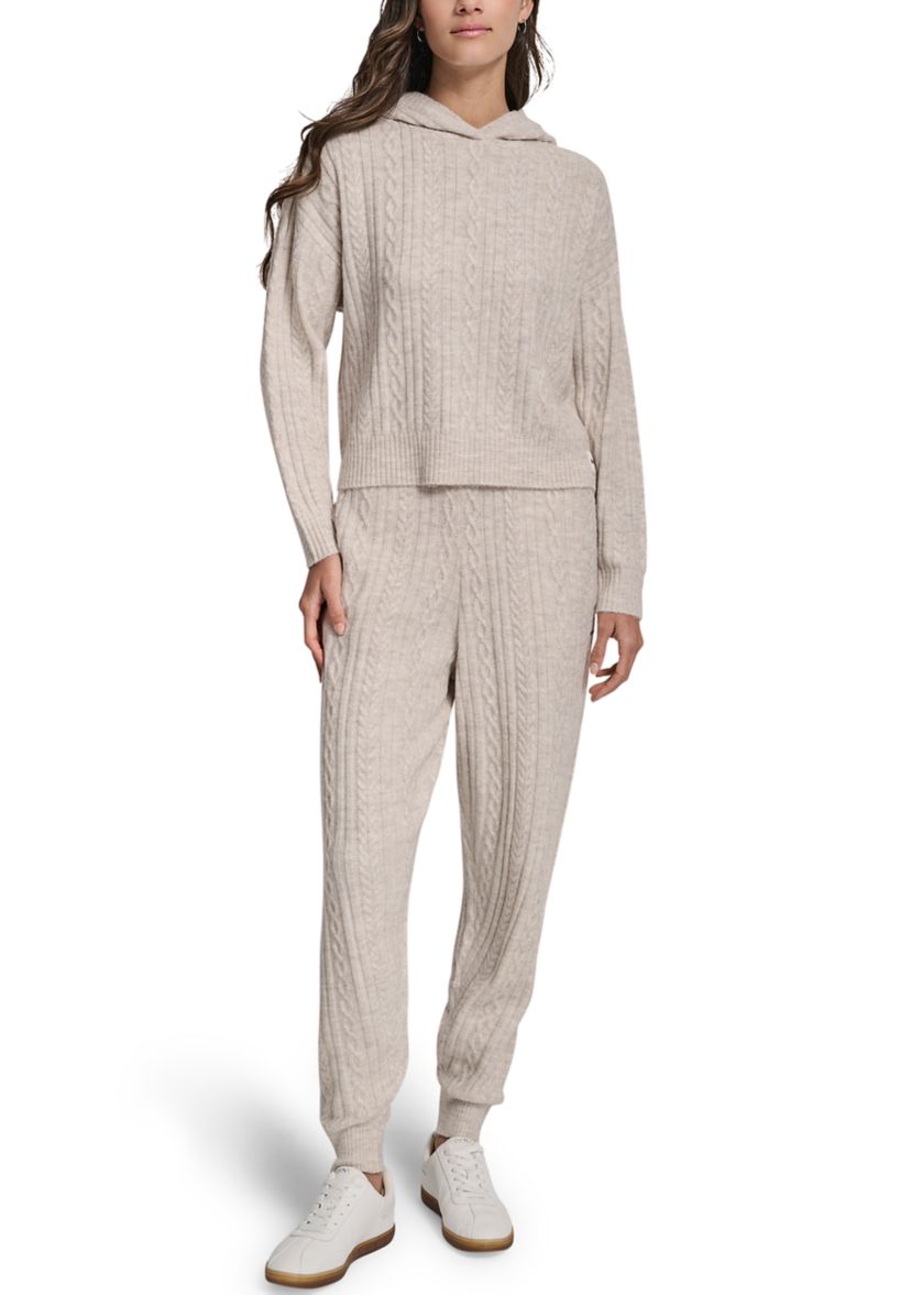 Womens Cozy Cable Sweater Hoodie