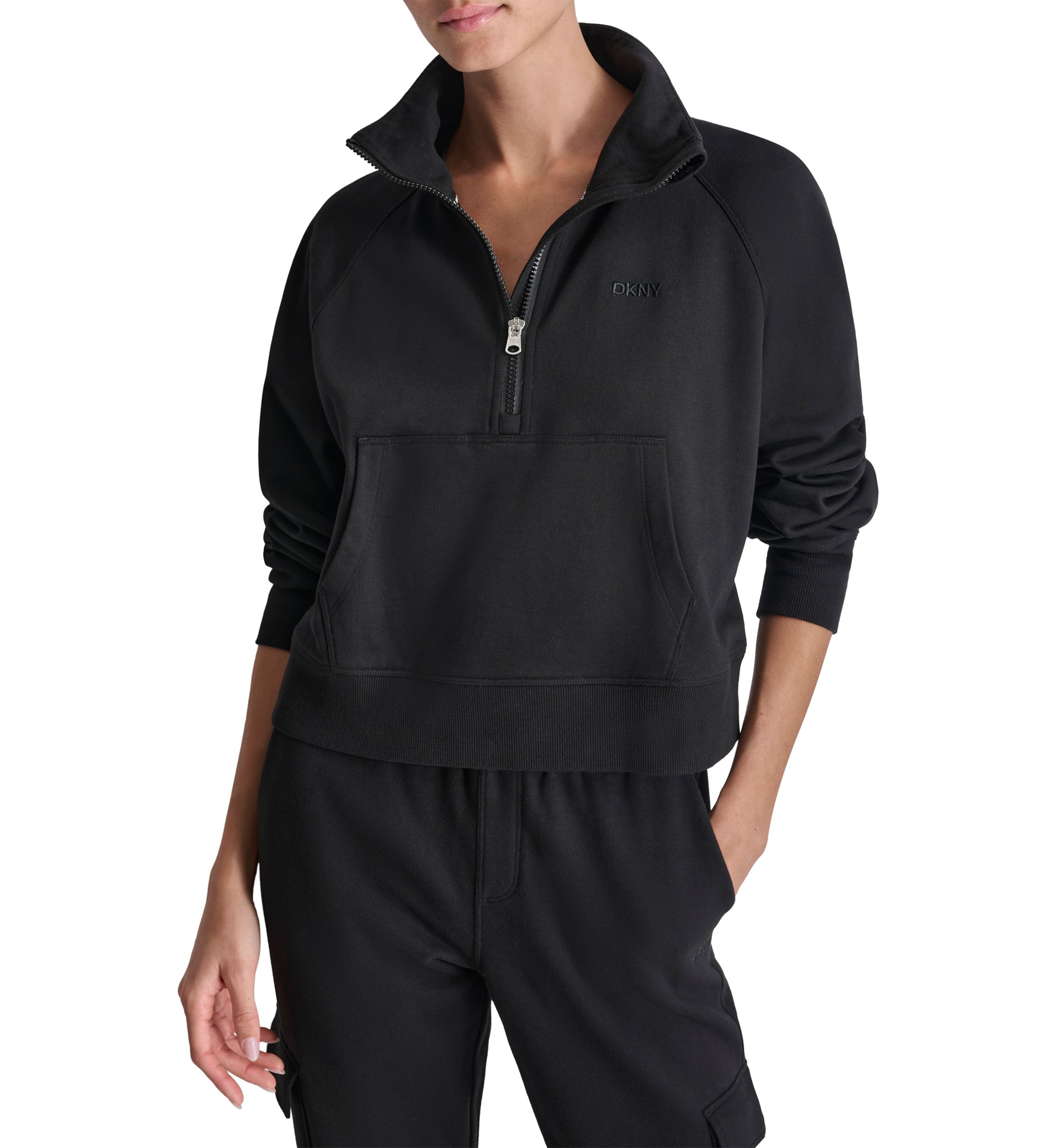Embroidered Logo Half Zip Pullover with Kanga Pocket
