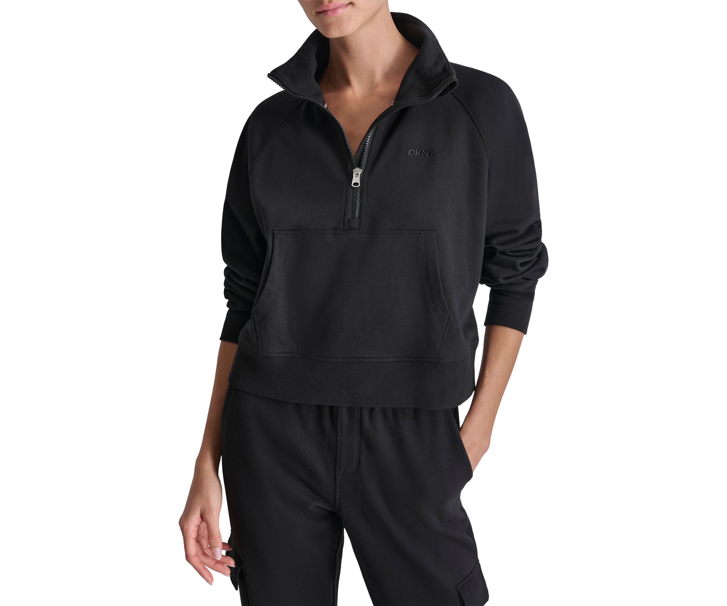 Embroidered Logo Half Zip Pullover with Kanga Pocket