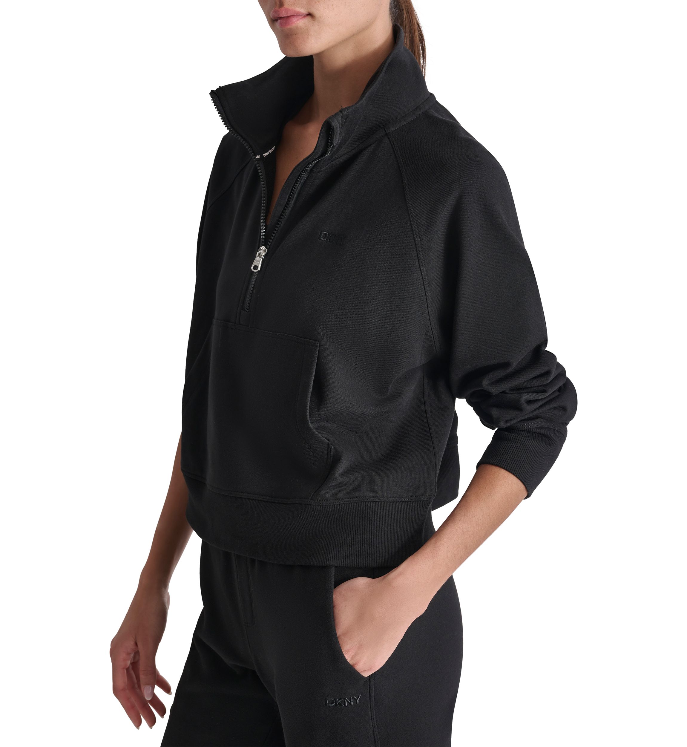 Embroidered Logo Half Zip Pullover with Kanga Pocket