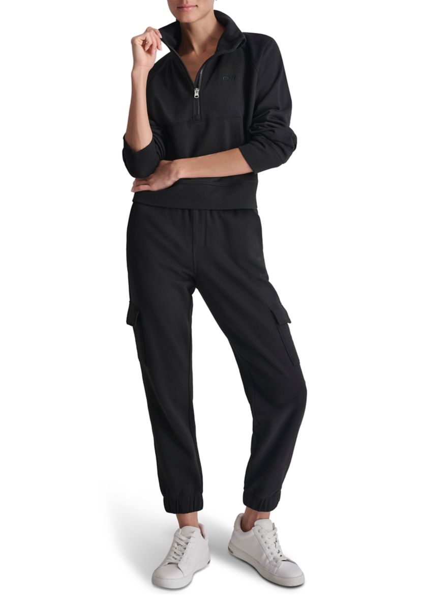 Embroidered Logo Half Zip Pullover with Kanga Pocket