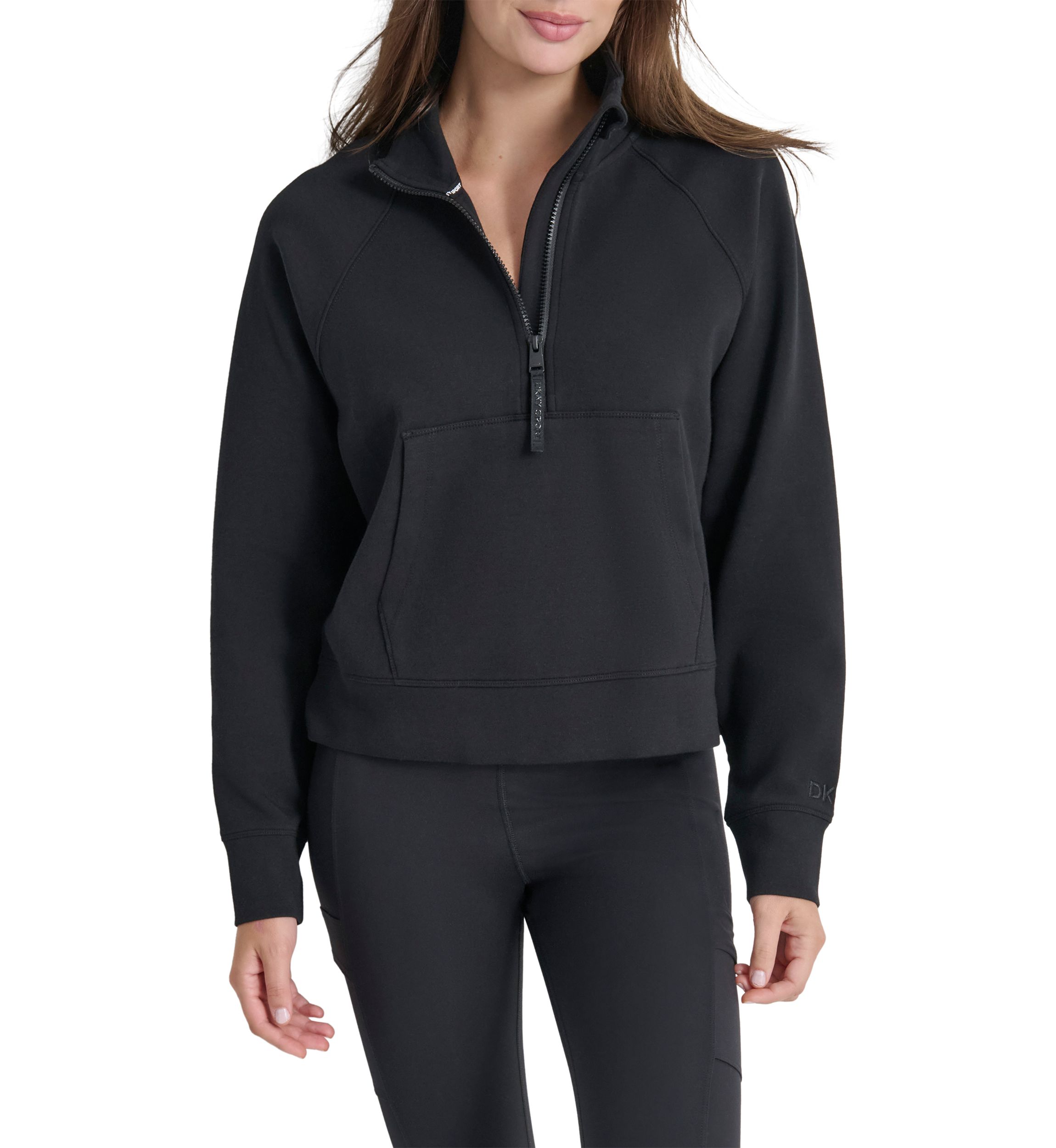 Brooklyn Scuba Mock Neck Half Zip Pullover with Kangaroo Pocket 