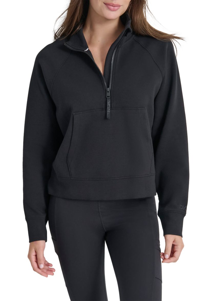Brooklyn Scuba Mock Neck Half Zip Pullover with Kangaroo Pocket 