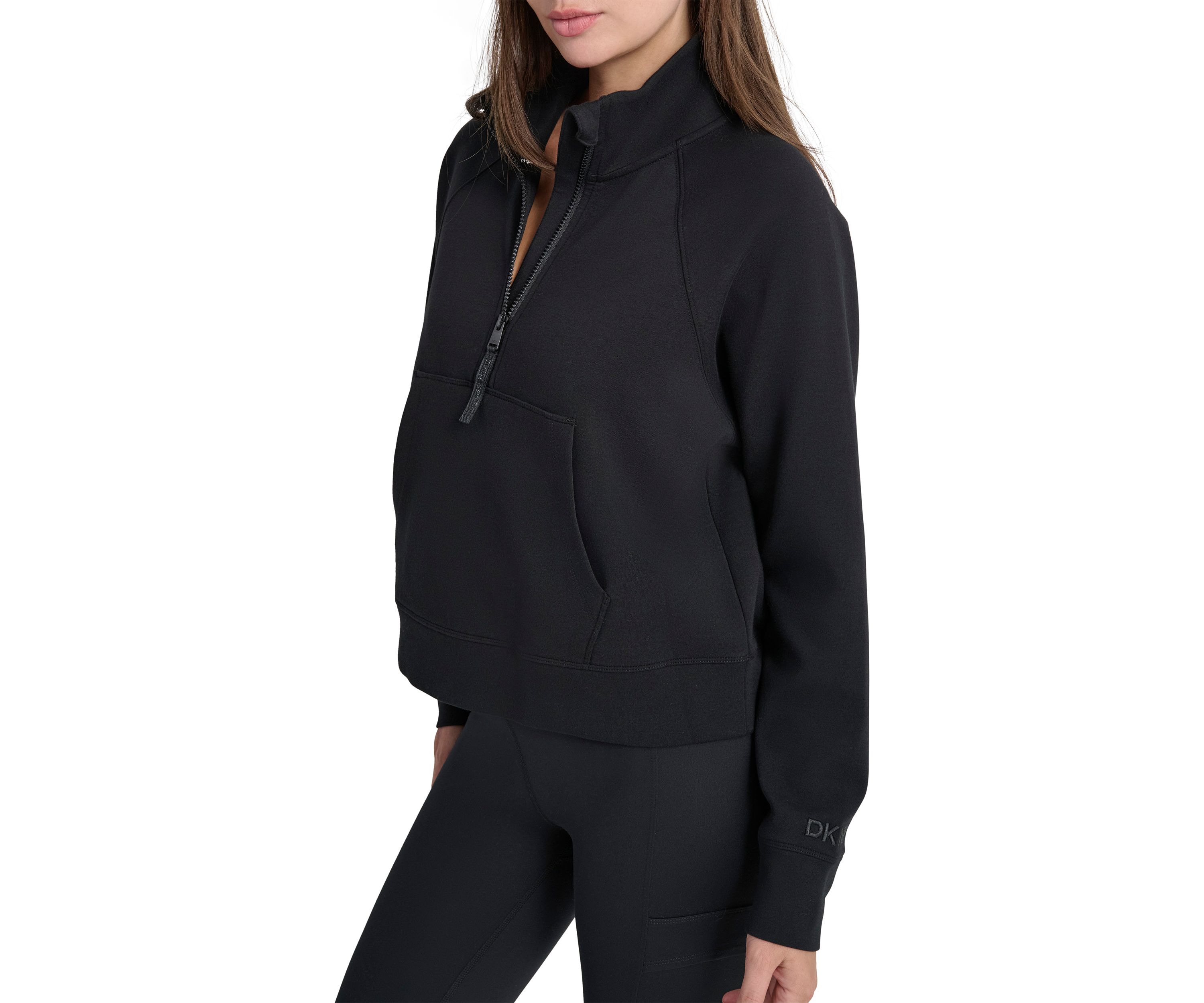 Brooklyn Scuba Mock Neck Half Zip Pullover with Kangaroo Pocket 