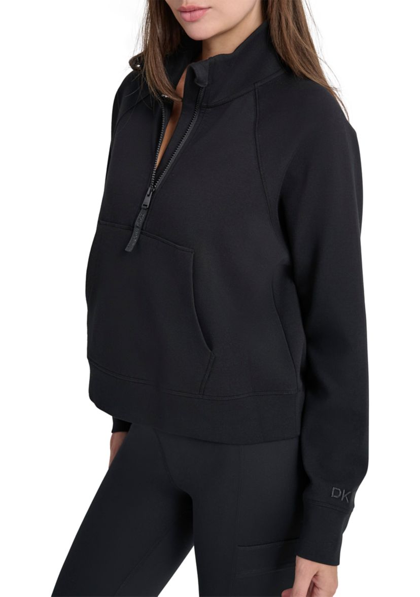 Brooklyn Scuba Mock Neck Half Zip Pullover with Kangaroo Pocket 