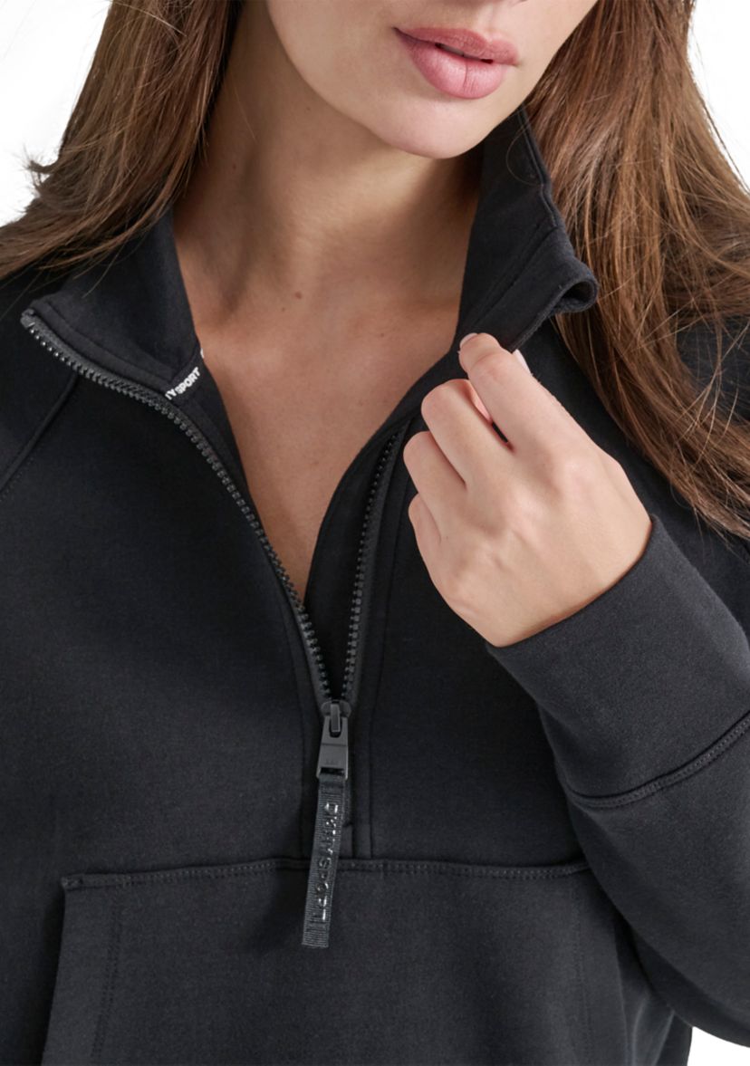 Brooklyn Scuba Mock Neck Half Zip Pullover with Kangaroo Pocket 