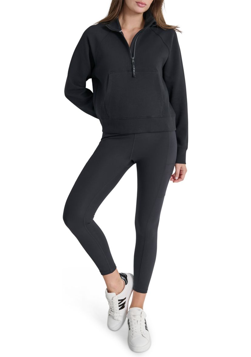 Brooklyn Scuba Mock Neck Half Zip Pullover with Kangaroo Pocket 