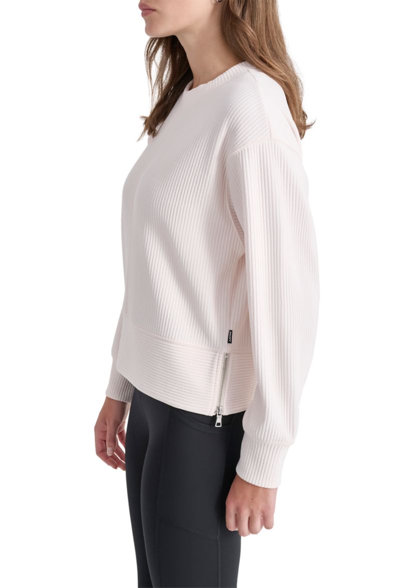 Tech Ottoman Crew Neck Pullover with Seam Detail 