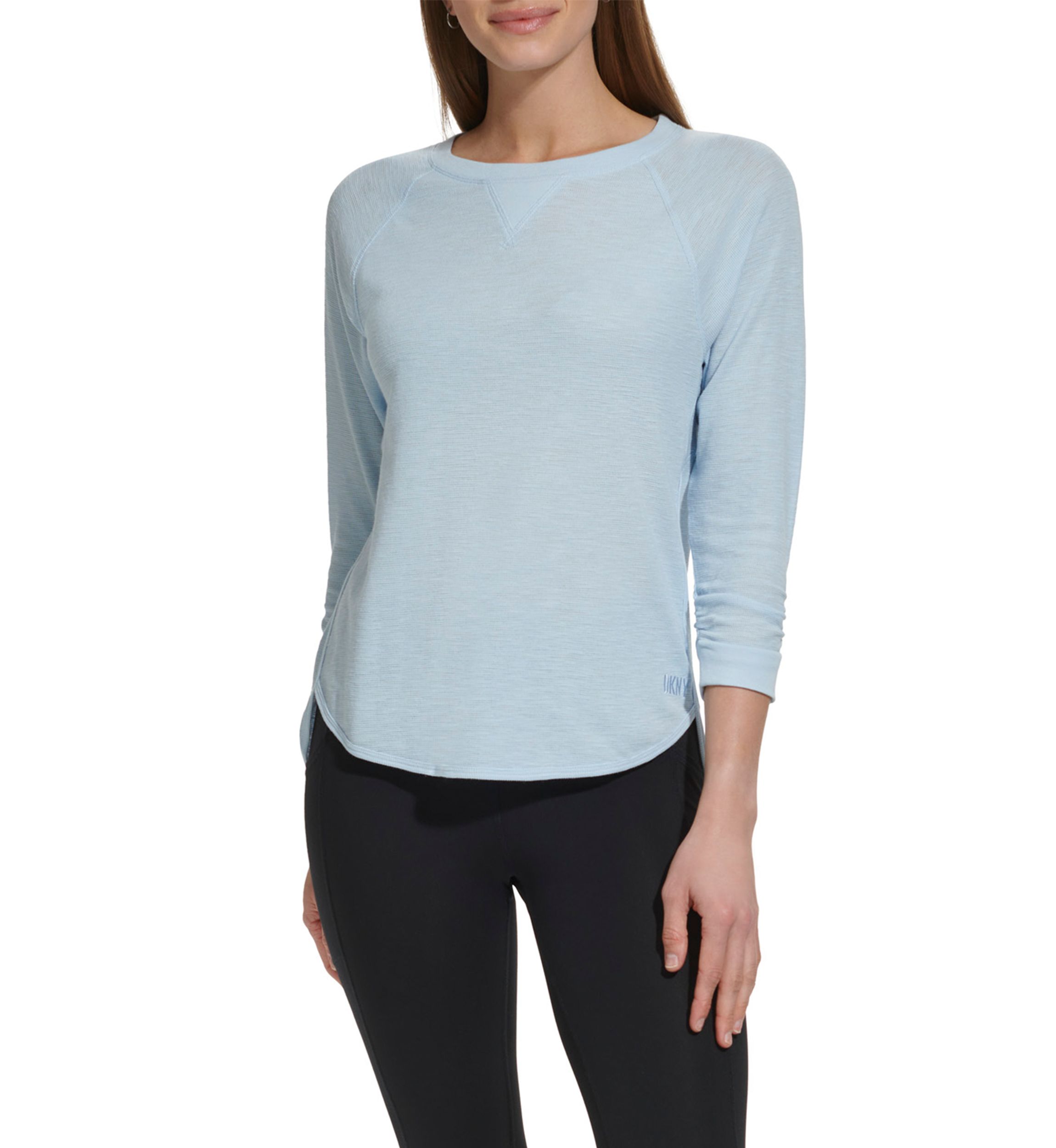 Womens 3/4 Sleeve Mini Waffle T-Shirt
