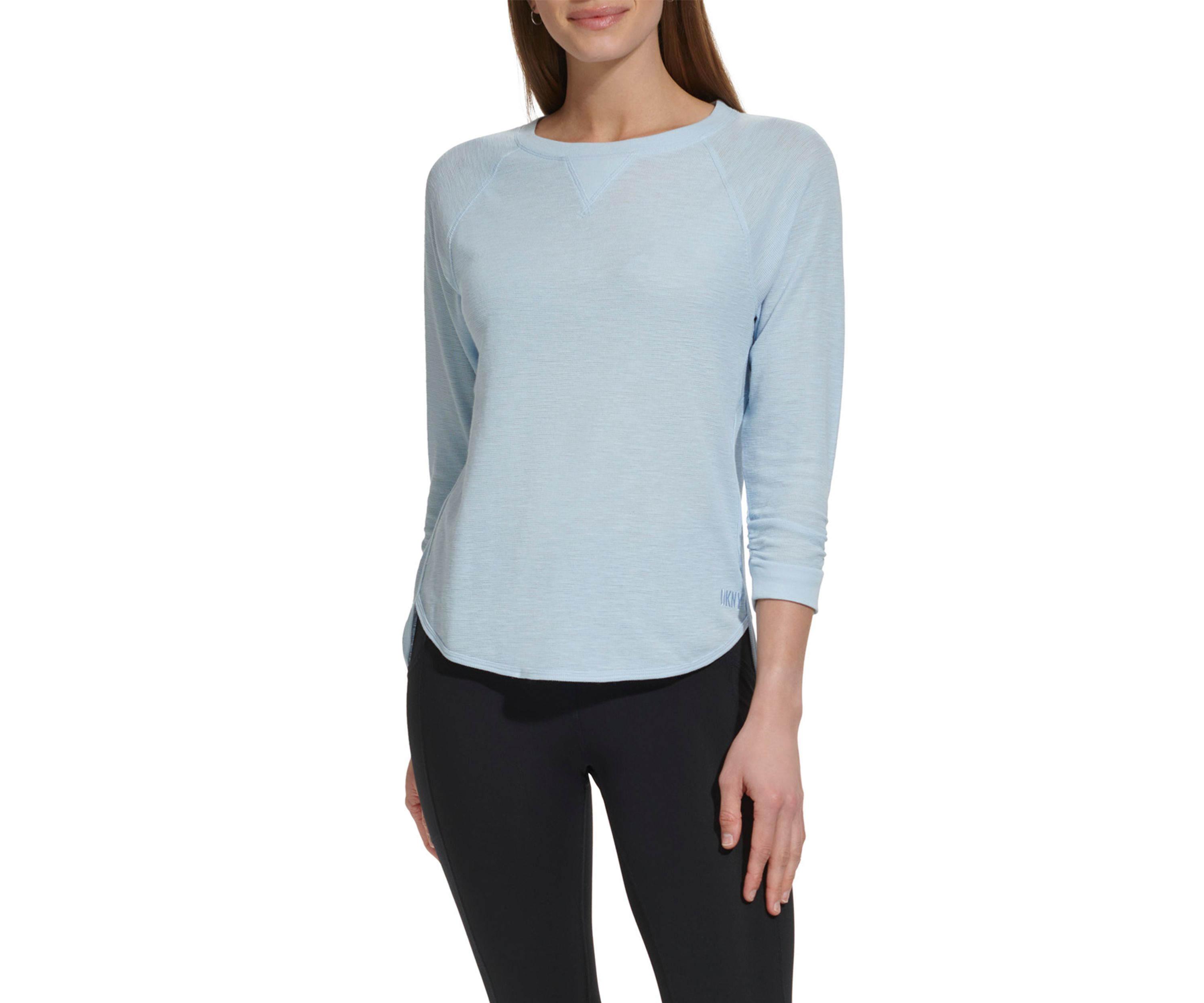 Womens 3/4 Sleeve Mini Waffle T-Shirt