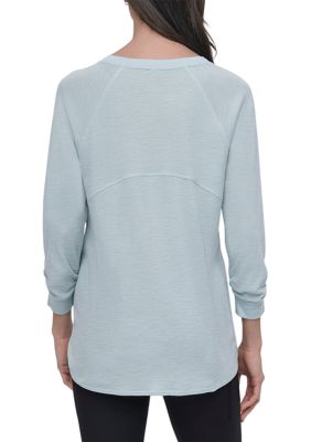 売れ筋商品|||ダナ キャラン ニューヨーク カットソー トップス レディース Women's Mini Slub Waffle Three Quarter Sleeve T-Shirt Black DKNY Sport Women's 3/4 Sleeve Mini Waffle T-Shirt | belk