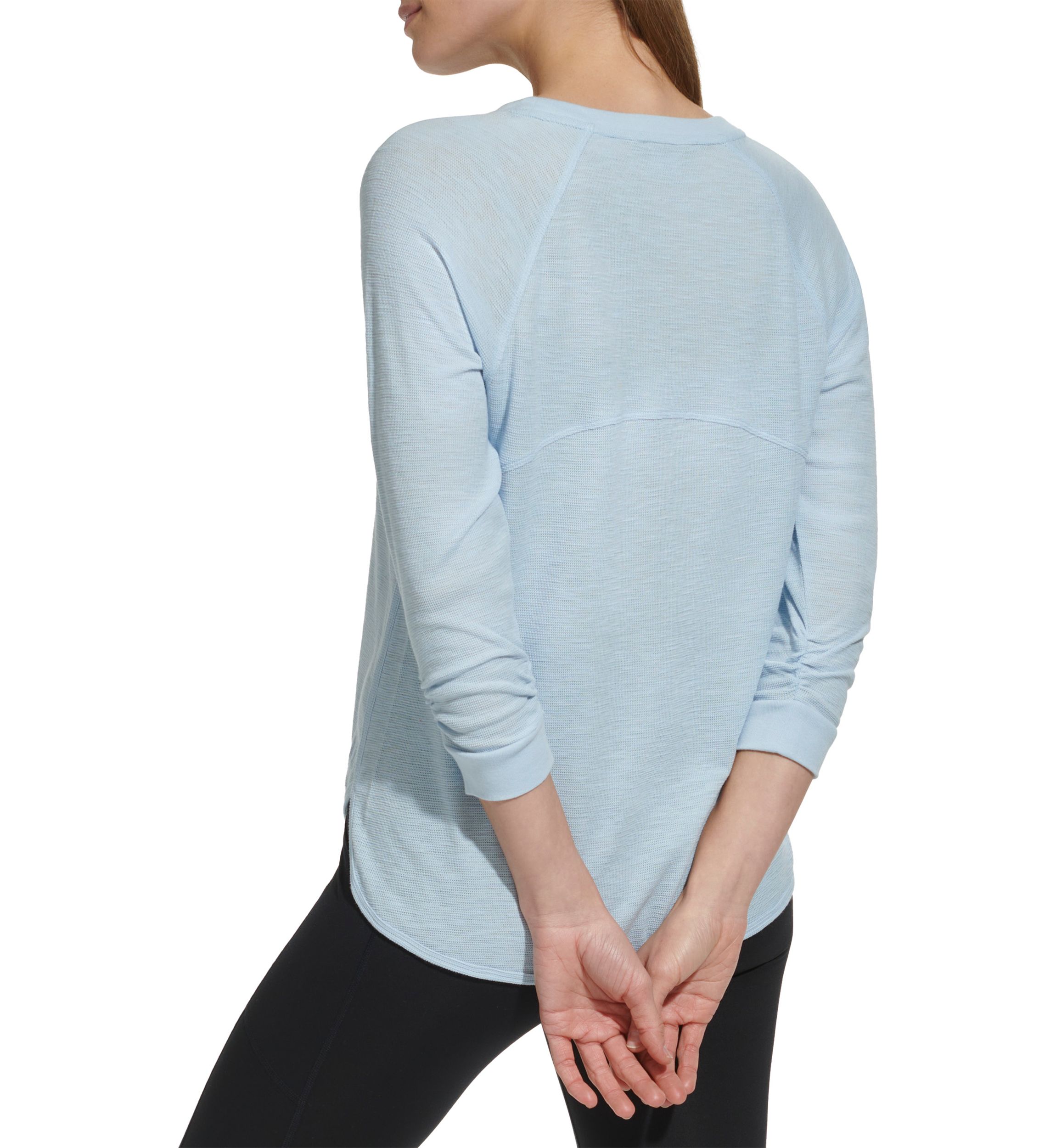 Womens 3/4 Sleeve Mini Waffle T-Shirt