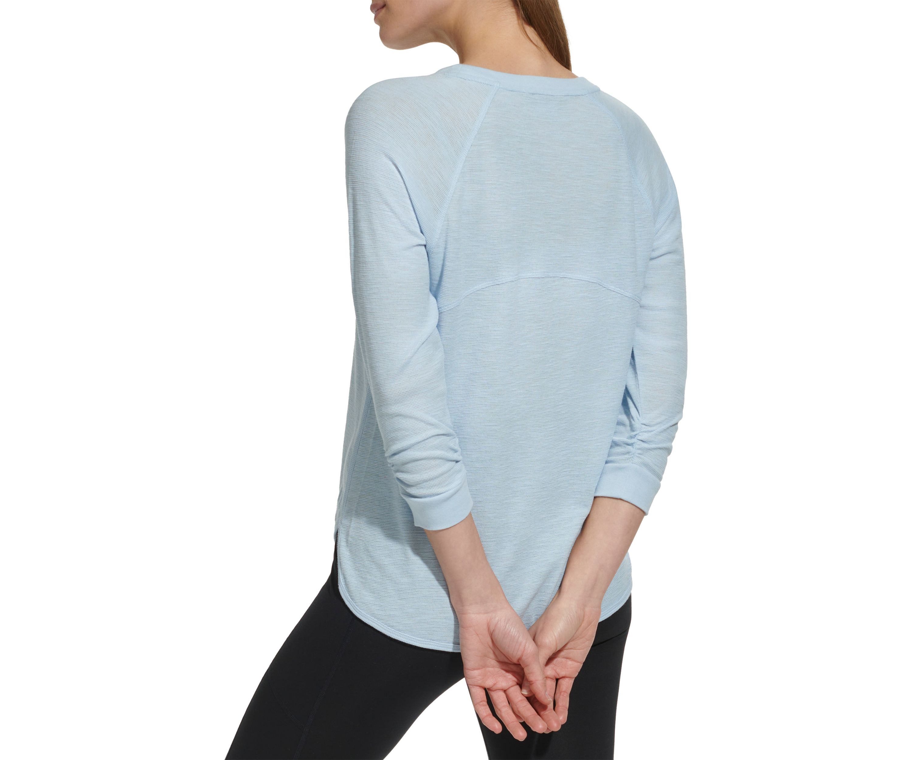 Womens 3/4 Sleeve Mini Waffle T-Shirt