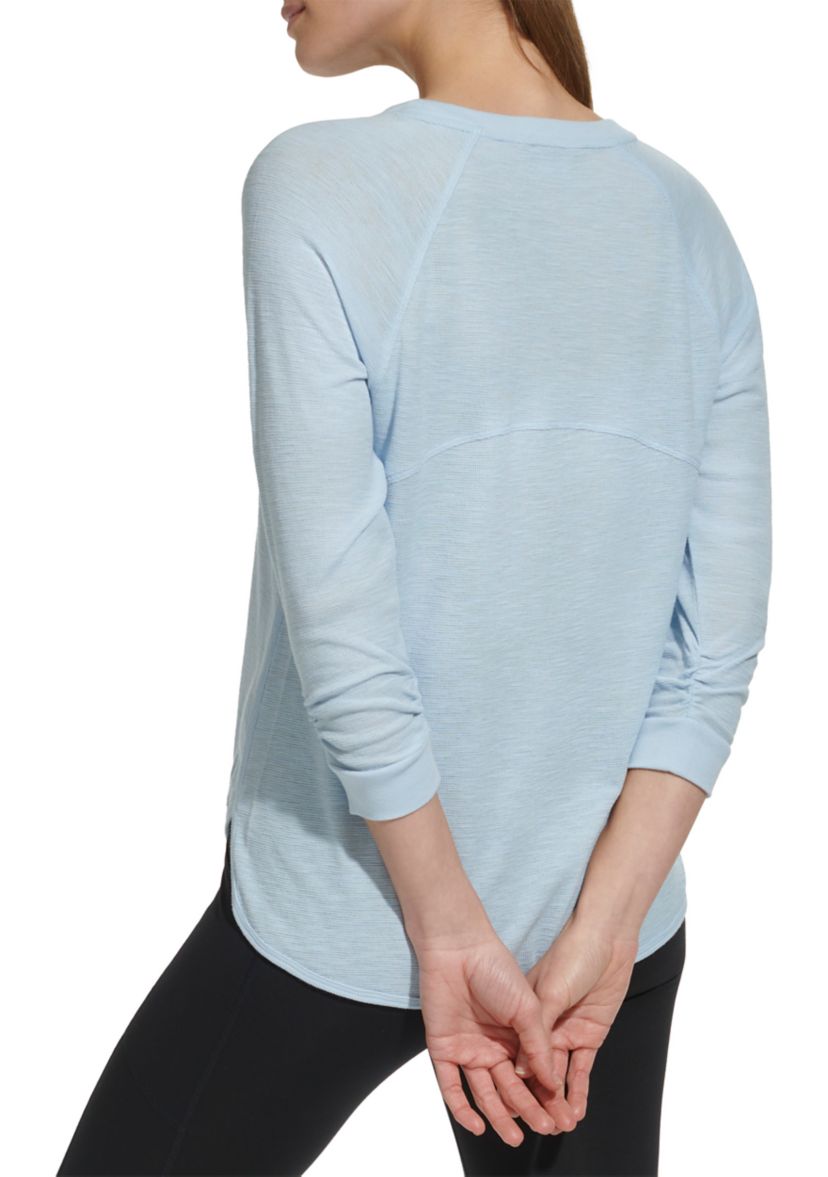 Womens 3/4 Sleeve Mini Waffle T-Shirt