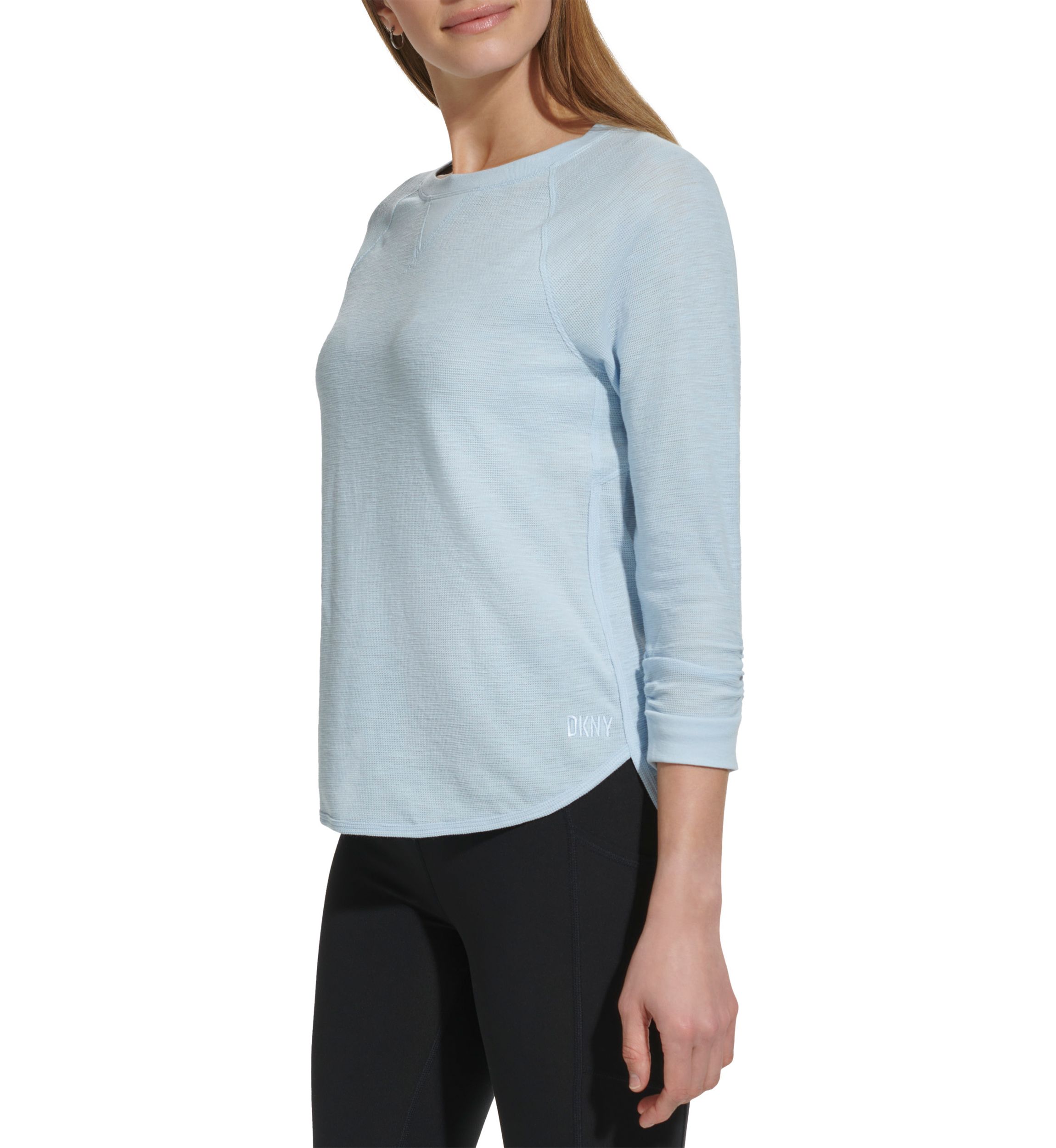 Womens 3/4 Sleeve Mini Waffle T-Shirt