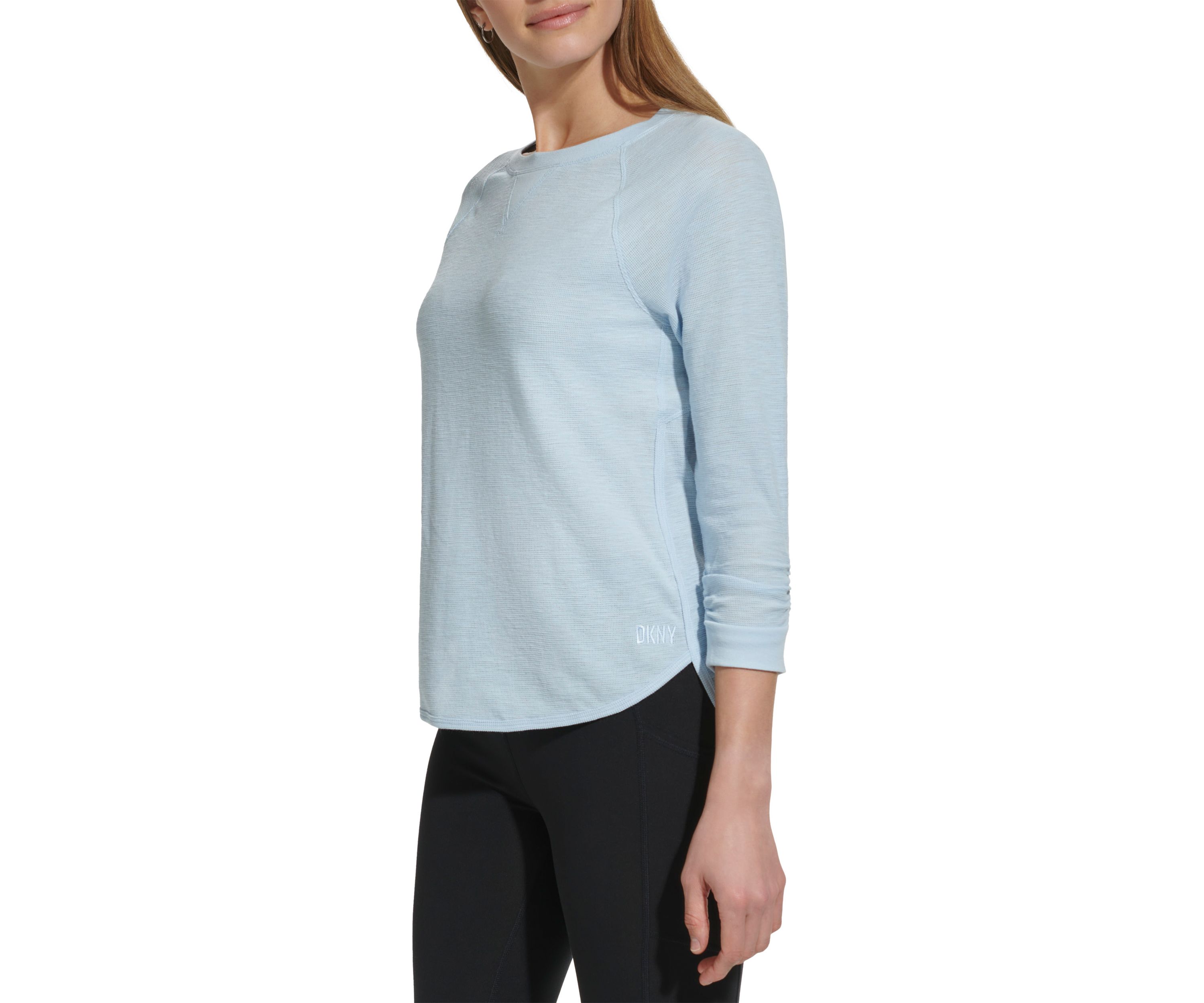 Womens 3/4 Sleeve Mini Waffle T-Shirt