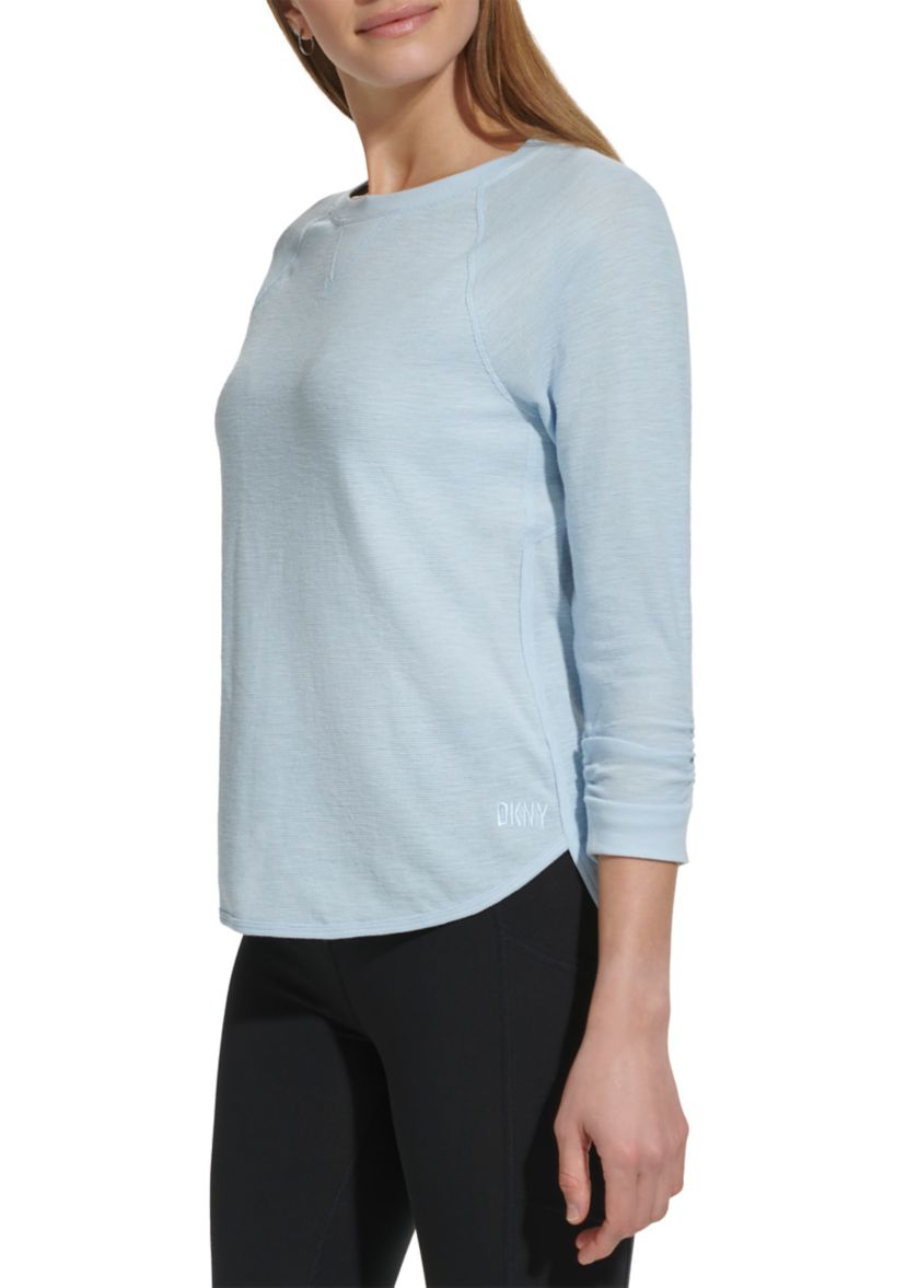 Womens 3/4 Sleeve Mini Waffle T-Shirt