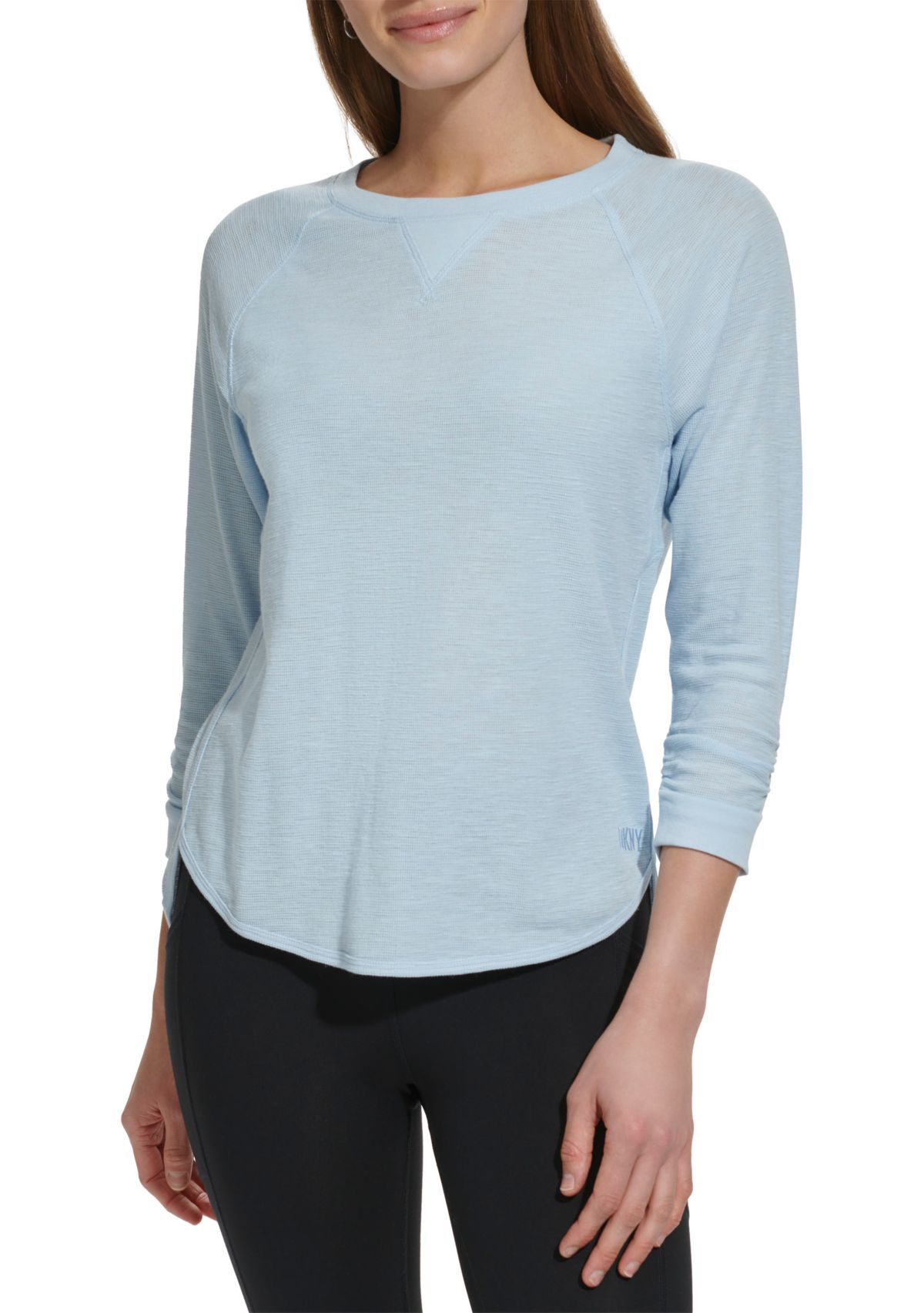 Womens 3/4 Sleeve Mini Waffle T-Shirt